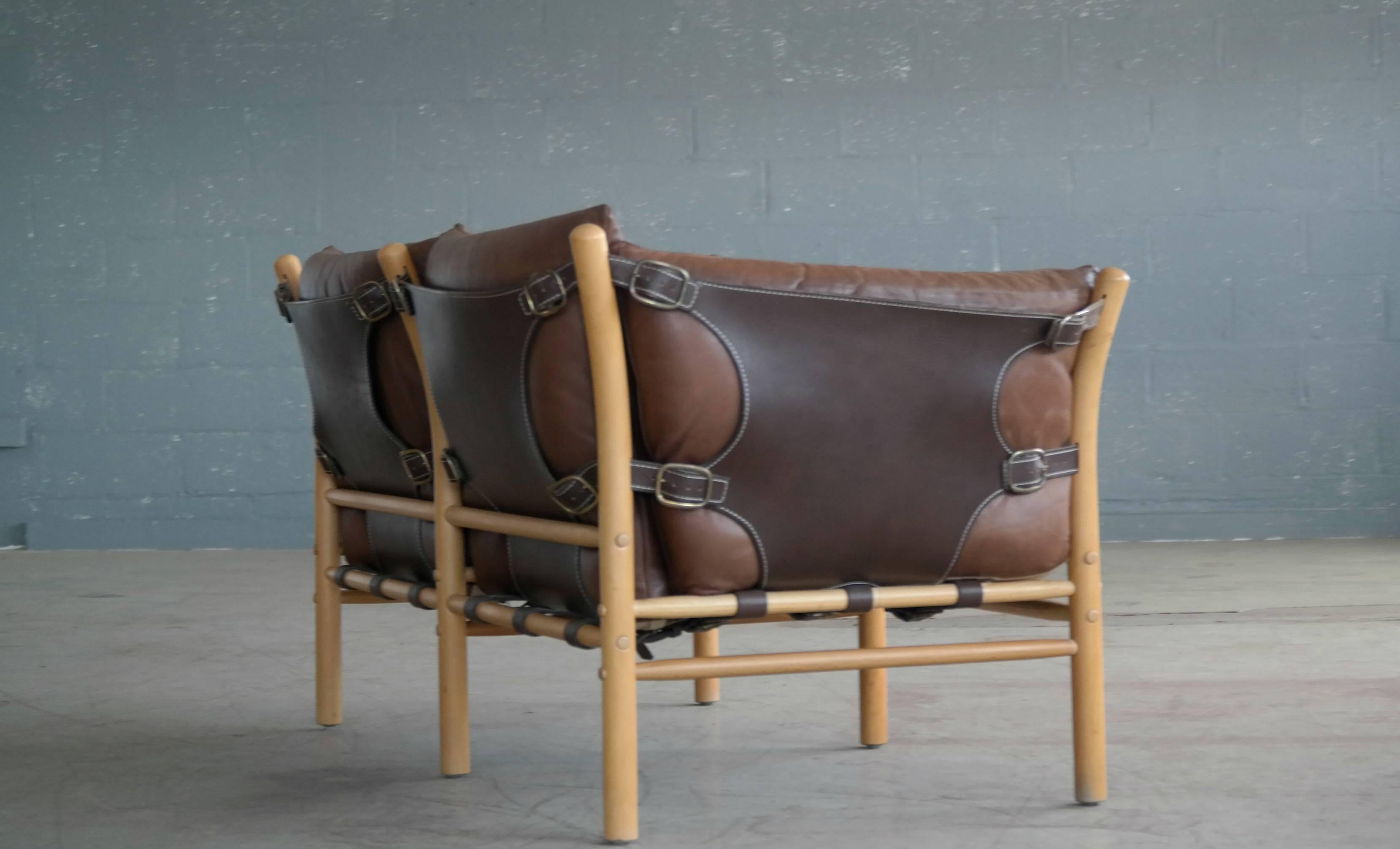 Arne Norell Safari Sofa Model Ilona in Cognac Leather for Norell Ab, Sweden In Good Condition In Bridgeport, CT
