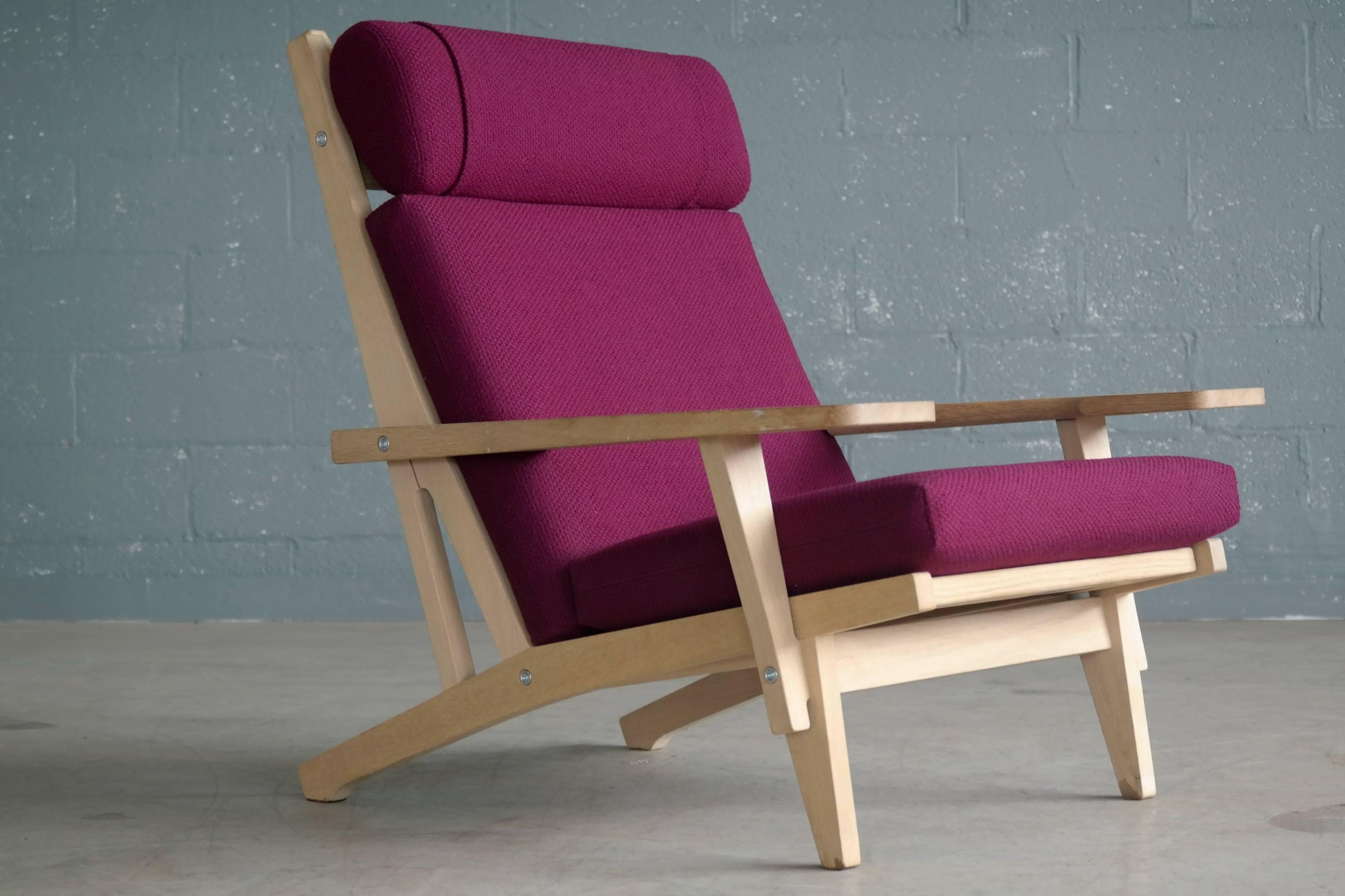 Mid-Century Modern Hans Wegner High Back Easy Chair in Oak Model GE375 for GETAMA