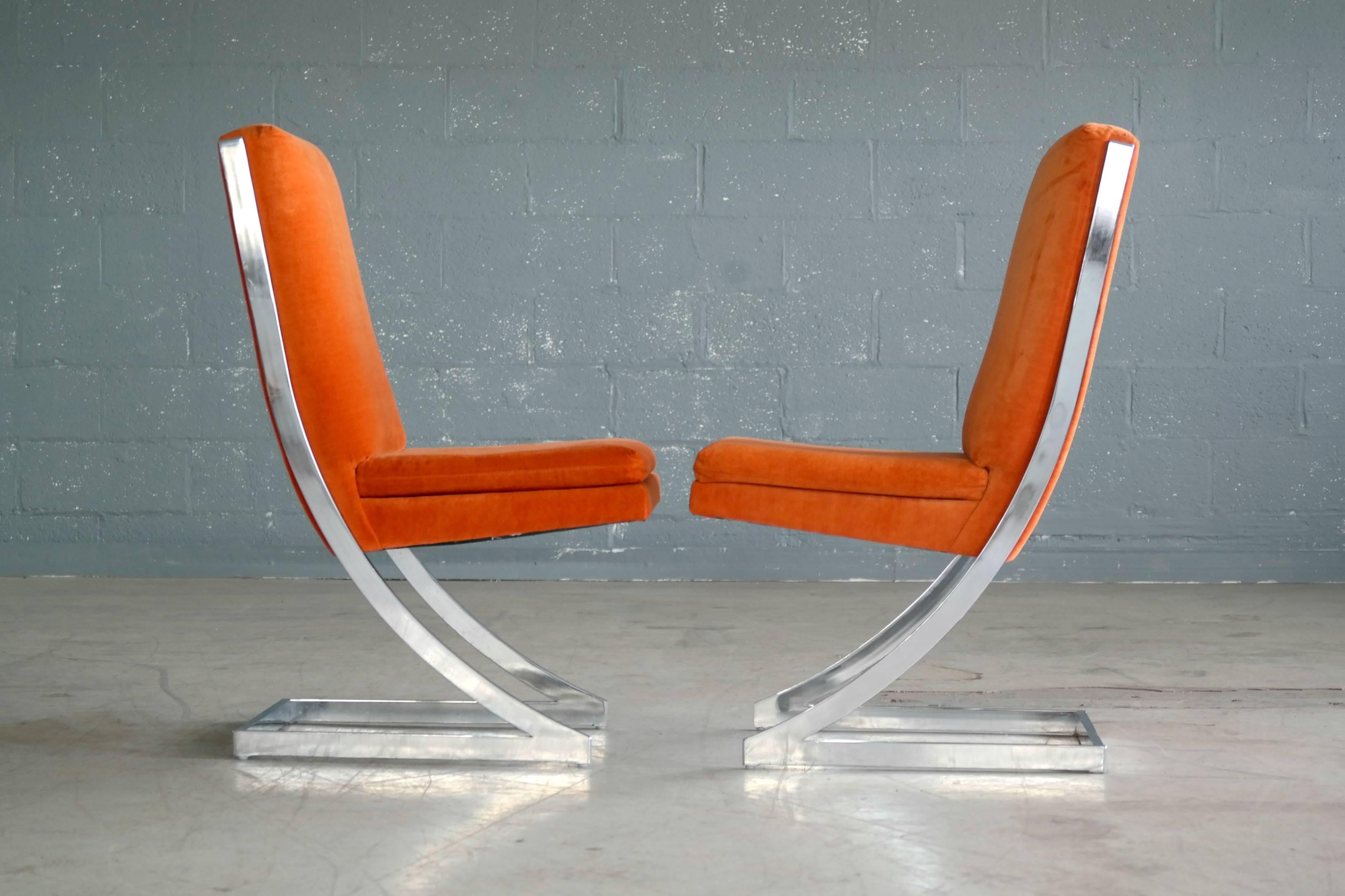 Milo Baughman Eight Chrome 'Z-Dining Chairs' for Design Institute of America In Excellent Condition In Bridgeport, CT