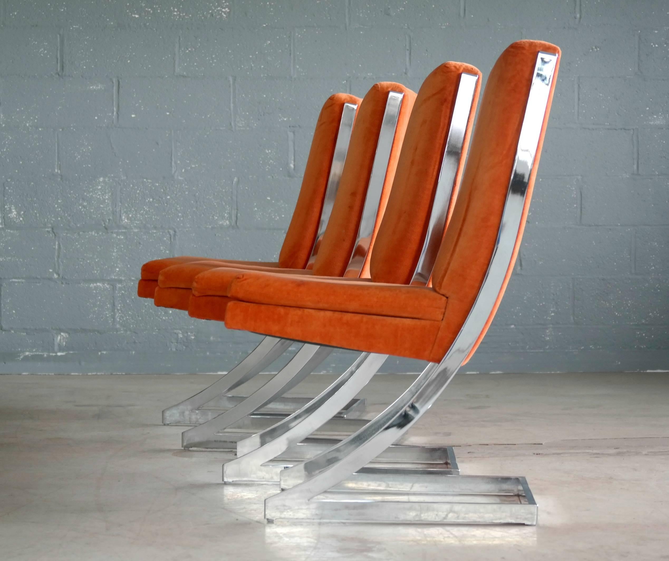 Mid-Century Modern Milo Baughman Eight Chrome 'Z-Dining Chairs' for Design Institute of America