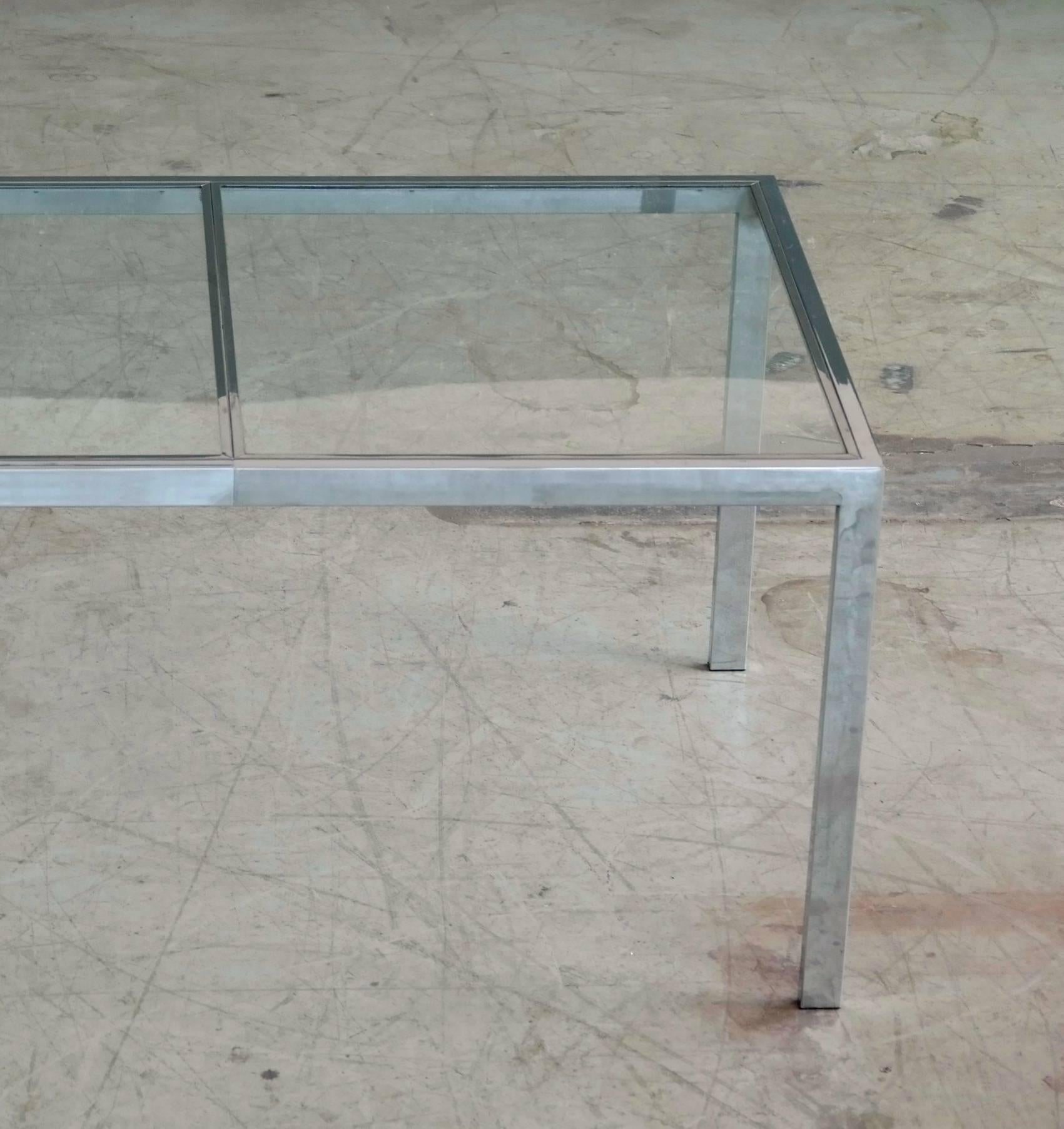 Milo Baughman Style Chrome Dining Table, DIA In Excellent Condition In Bridgeport, CT