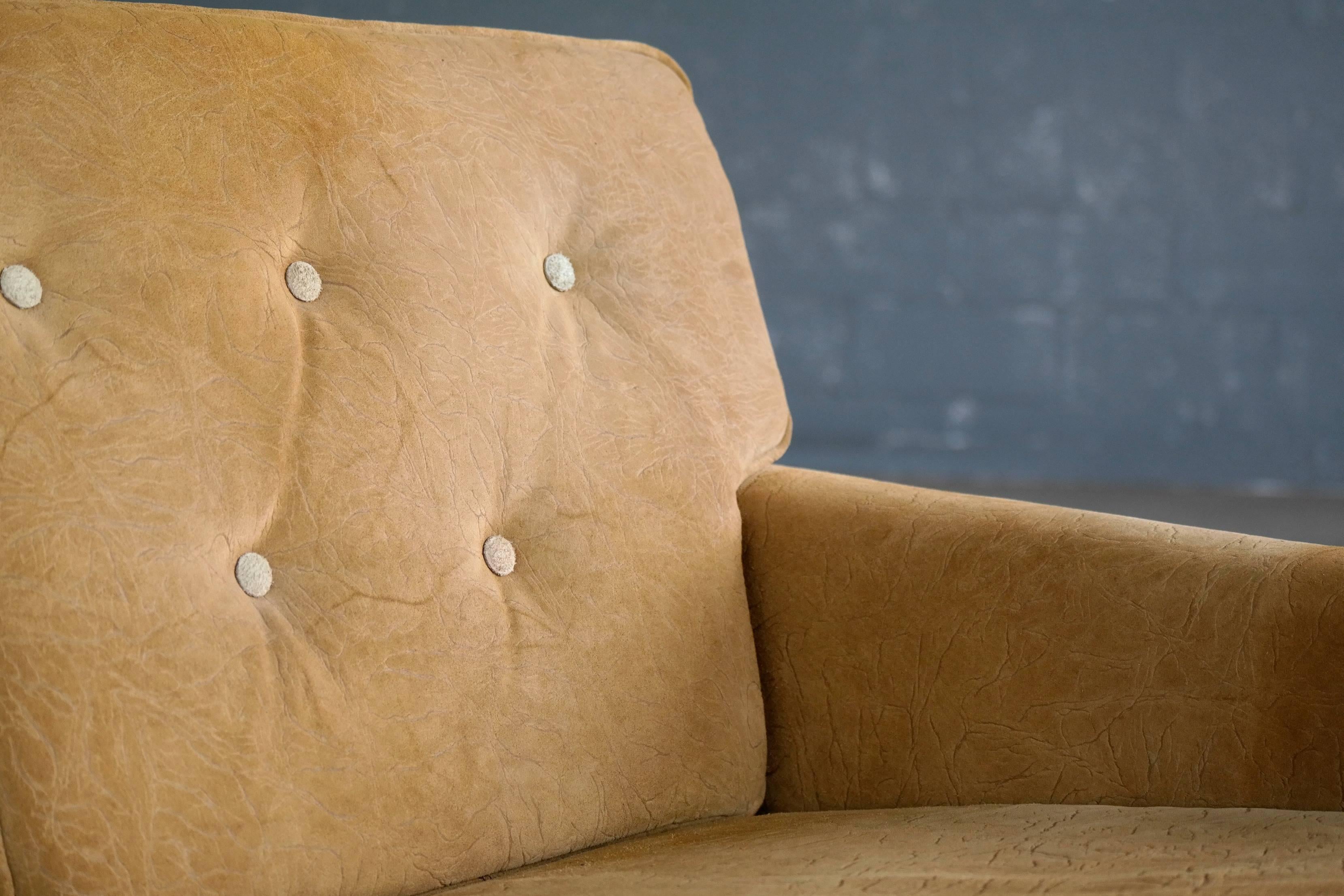 Svend Skipper Attributed Airport-Style Two-Seat Sofa or Settee in Suede 2