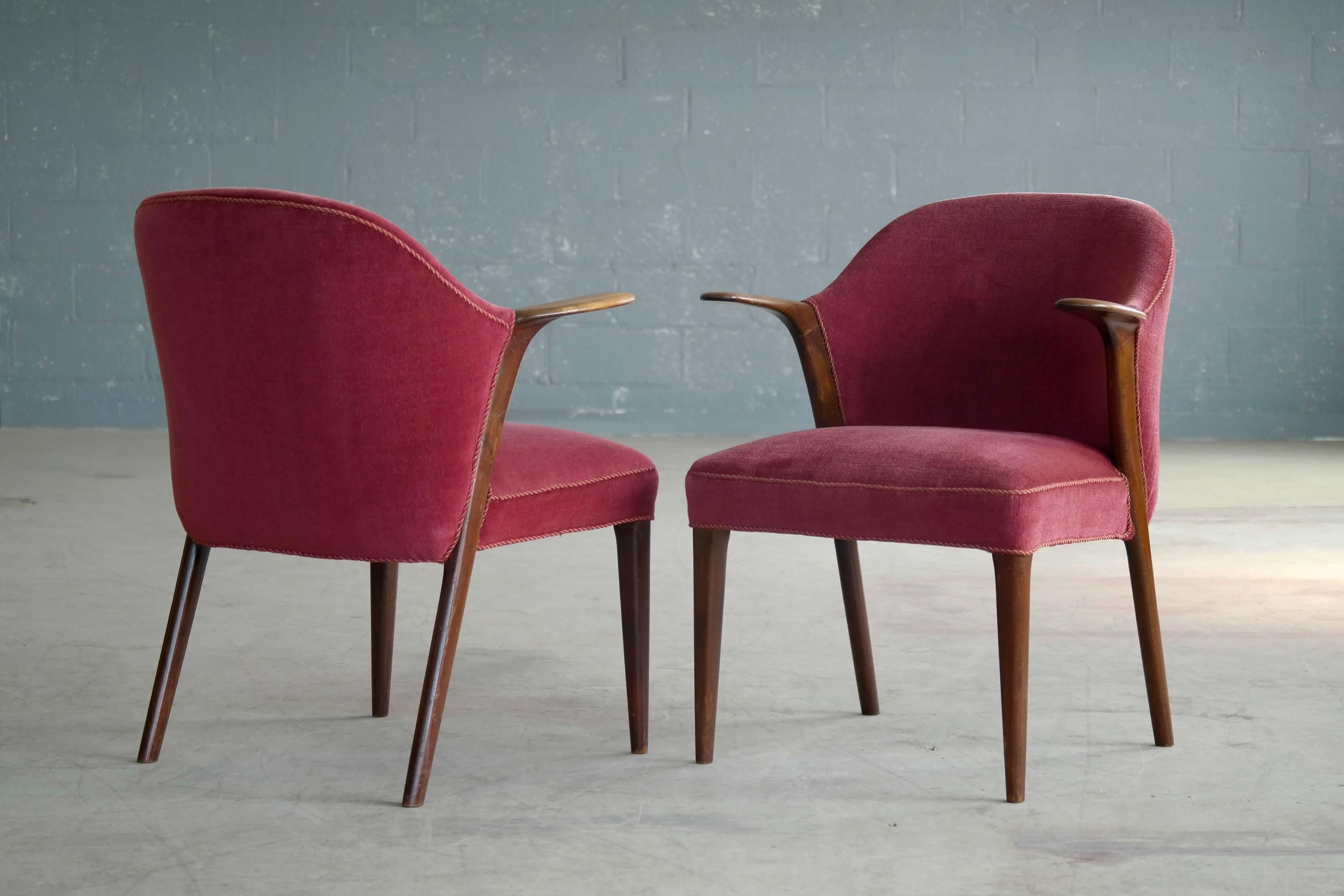 Mid-Century Modern Knud Risager Pair of Mama Bear Style Lounge or Armchairs for Slagelse Møbelværk