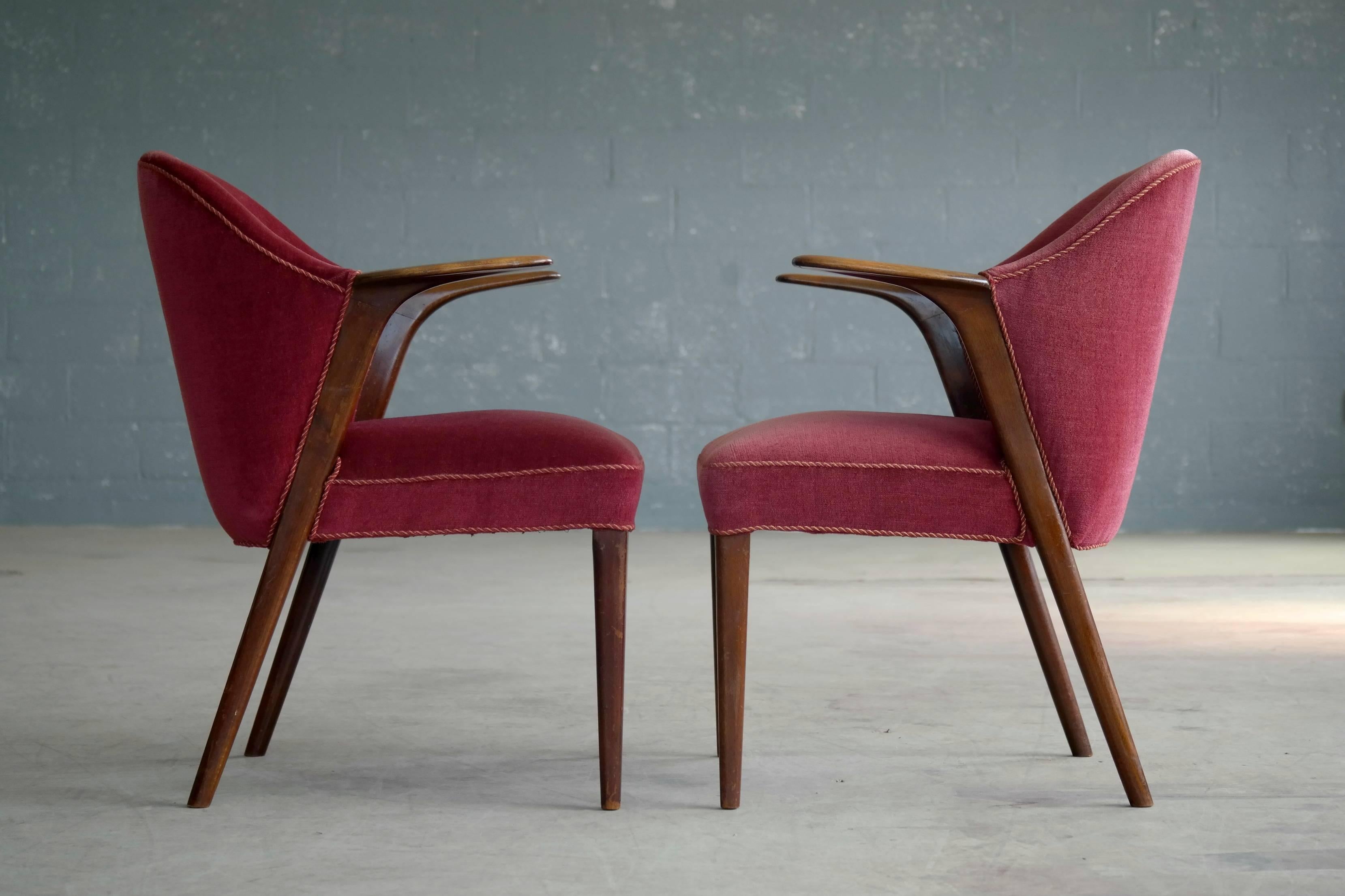 Wool Knud Risager Pair of Mama Bear Style Lounge or Armchairs for Slagelse Møbelværk