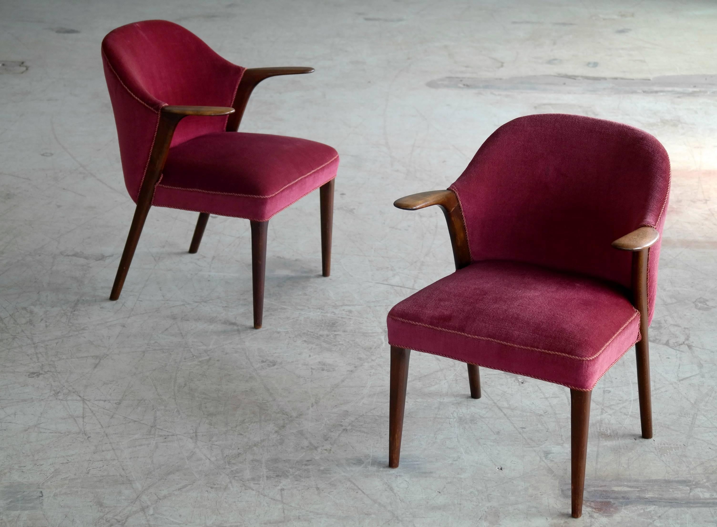 Mid-20th Century Knud Risager Pair of Mama Bear Style Lounge or Armchairs for Slagelse Møbelværk