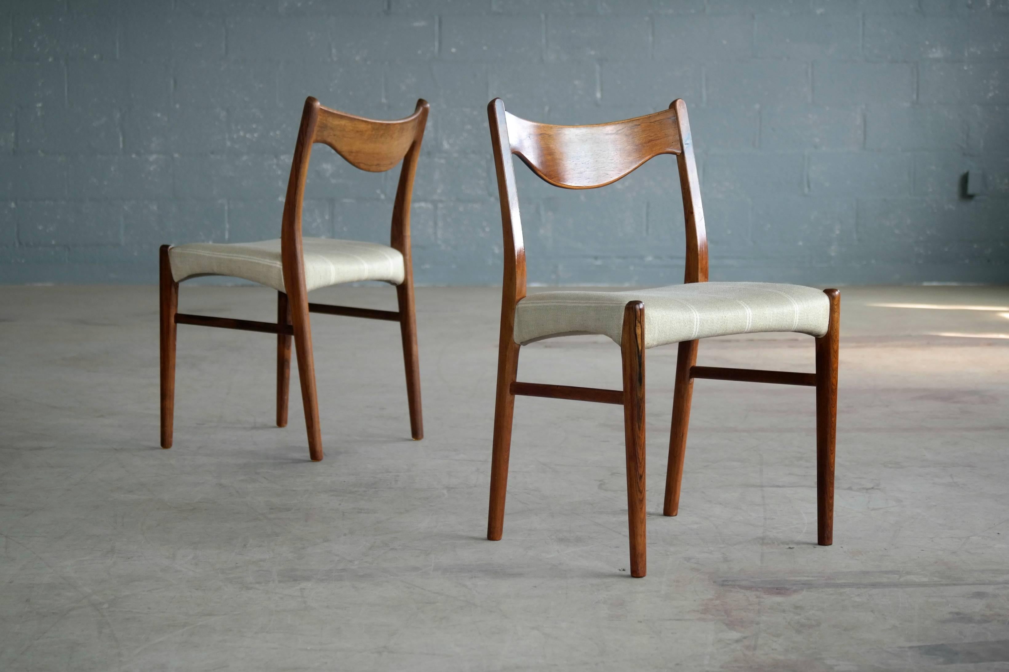 Scandinavian Modern Arne Wahl Iversen Set of Six Rosewood Dining Chairs for Glyngøre Møbler, Denmark