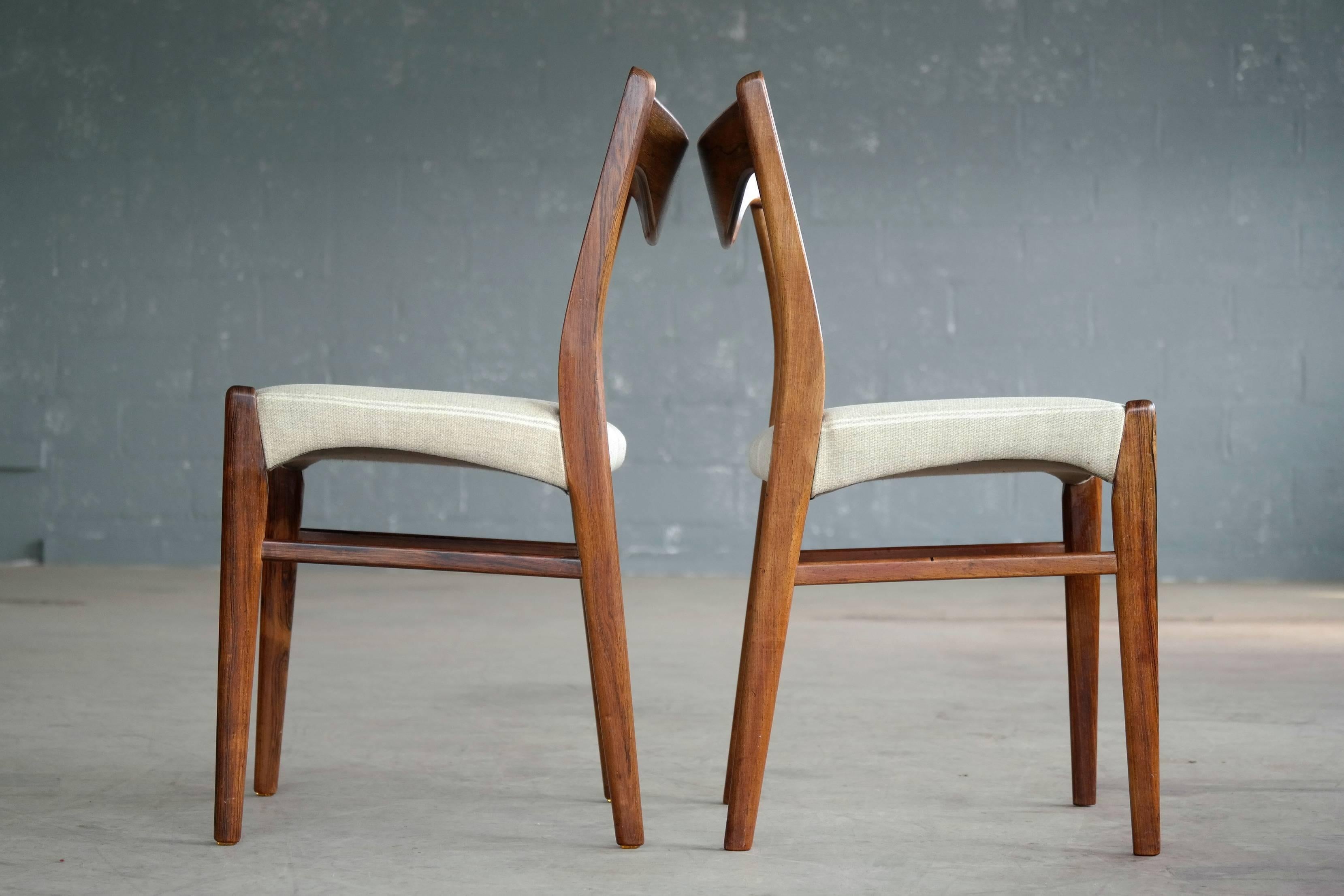 Danish Arne Wahl Iversen Set of Six Rosewood Dining Chairs for Glyngøre Møbler, Denmark