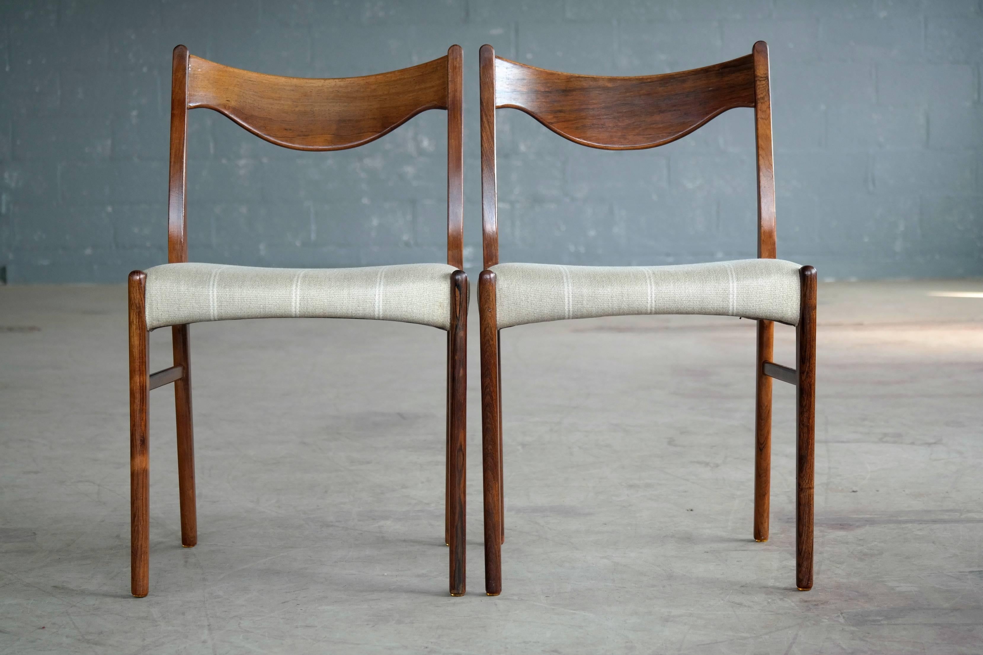 Arne Wahl Iversen Set of Six Rosewood Dining Chairs for Glyngøre Møbler, Denmark In Excellent Condition In Bridgeport, CT