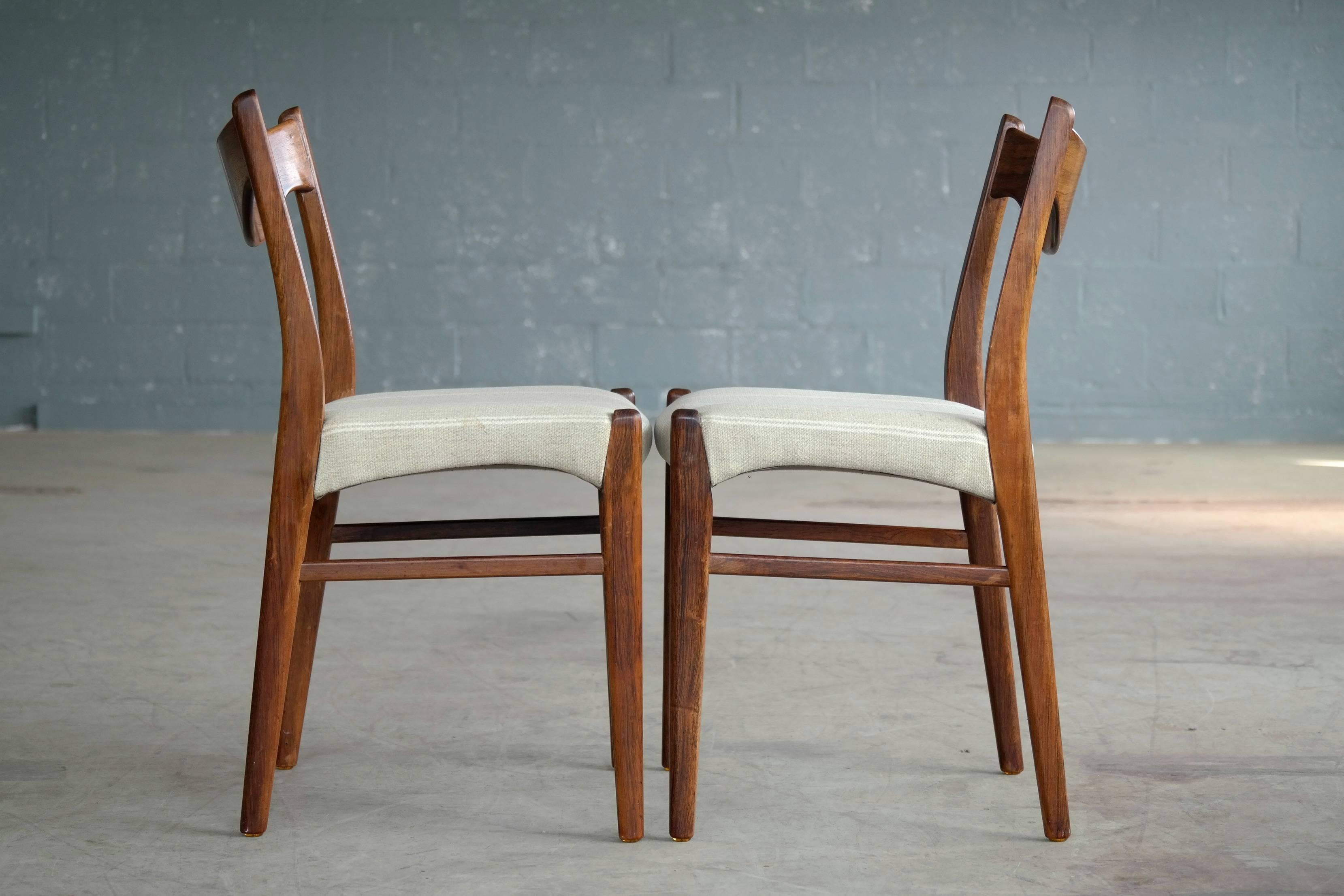 Mid-20th Century Arne Wahl Iversen Set of Six Rosewood Dining Chairs for Glyngøre Møbler, Denmark