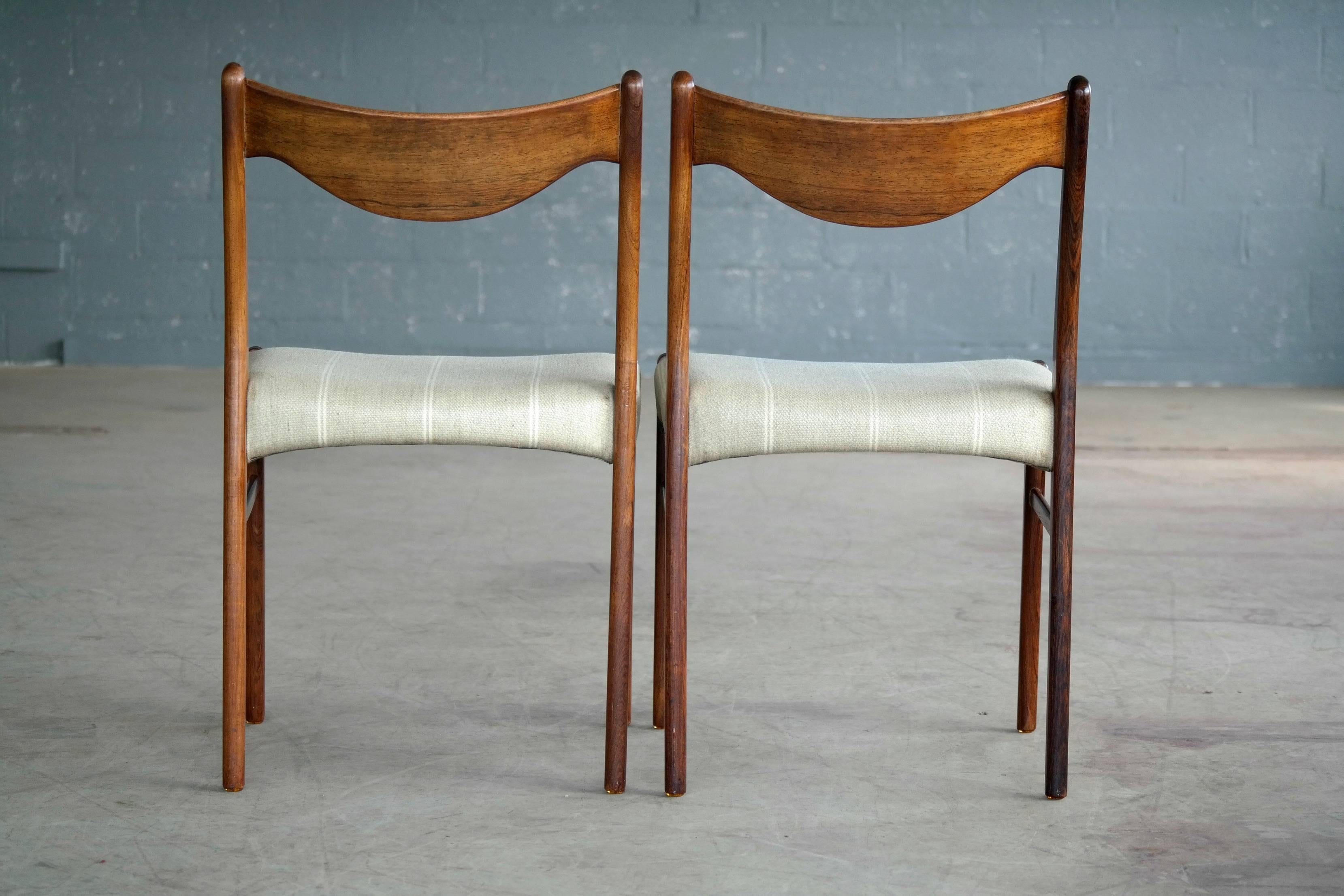 Wool Arne Wahl Iversen Set of Six Rosewood Dining Chairs for Glyngøre Møbler, Denmark