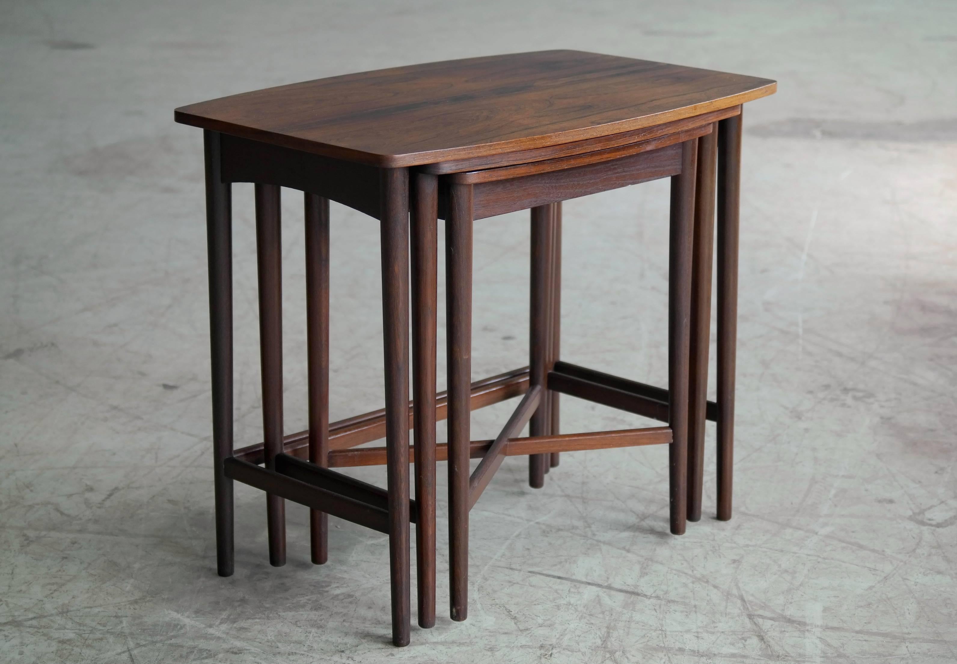 Johannes Andersen Style Nesting or Stacking Tables in Rosewood 1