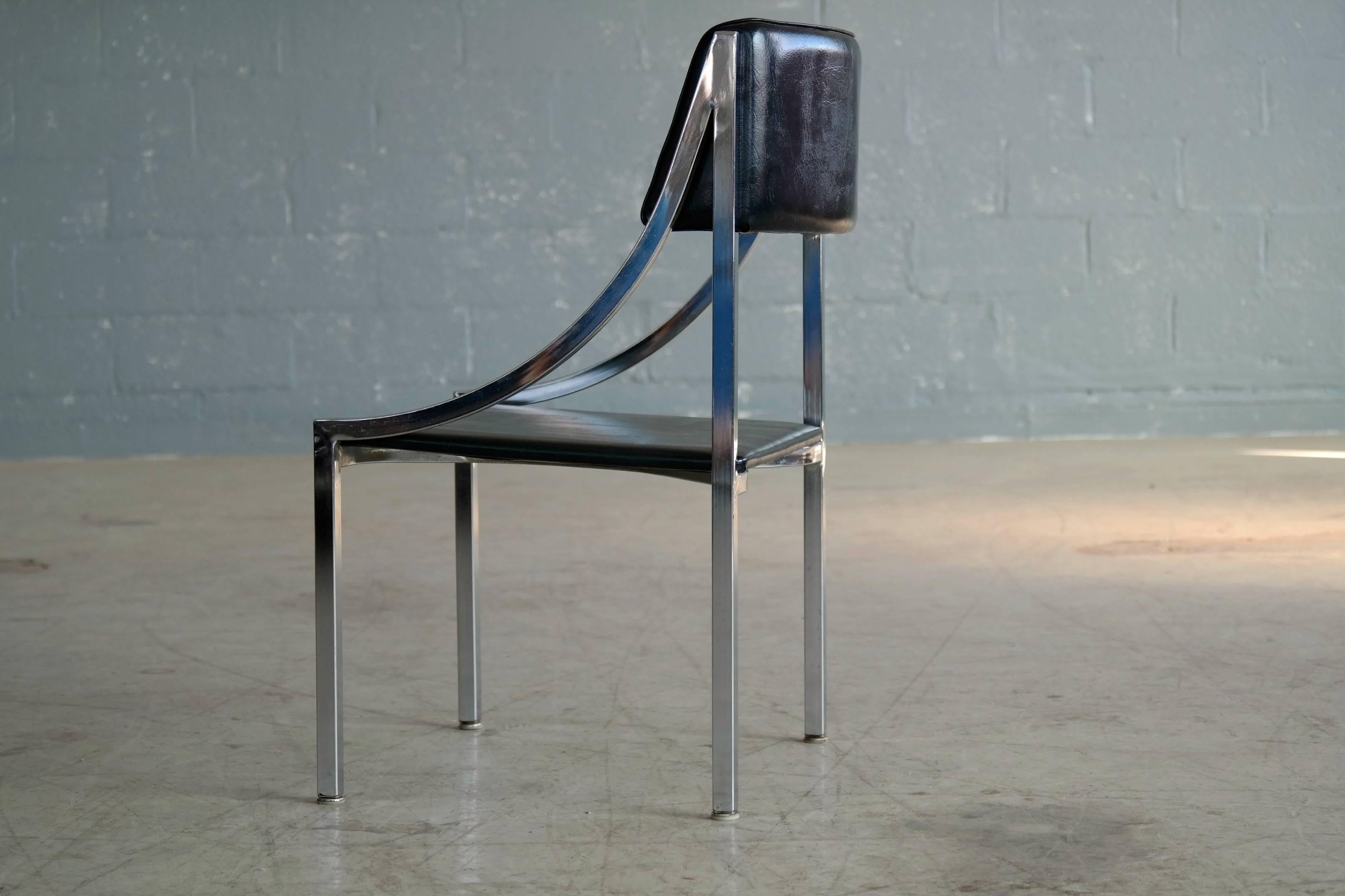 Wolfgang Hoffmann Side Chair in Chrome and Vinyl for Howell Company In Excellent Condition In Bridgeport, CT