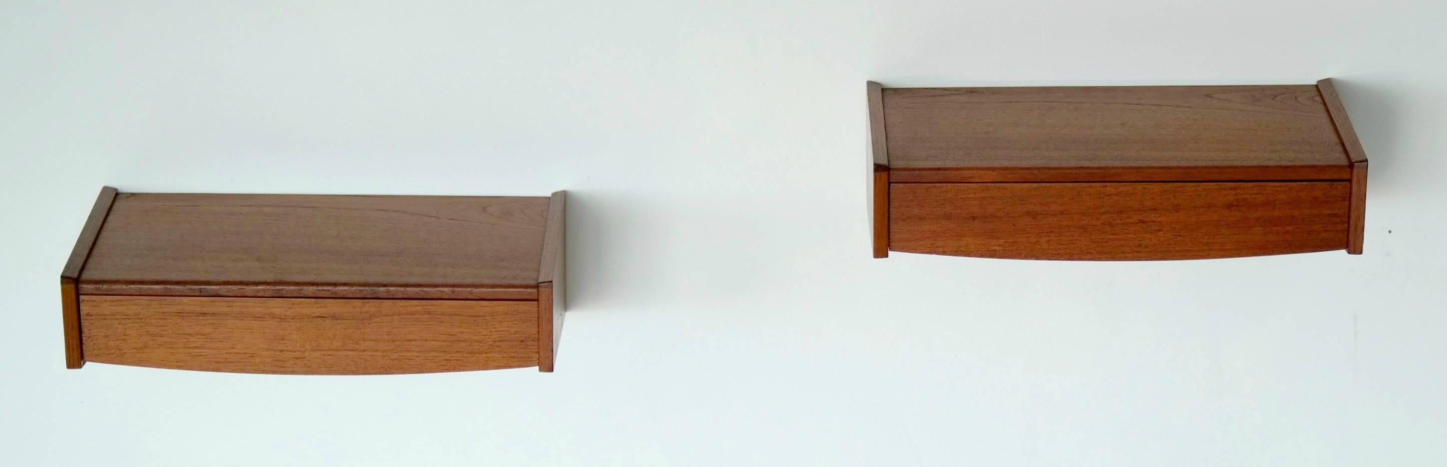 Danish Pair of Arne Hovmand-Olsen Style Floating Nightstands or Shelves in Teak