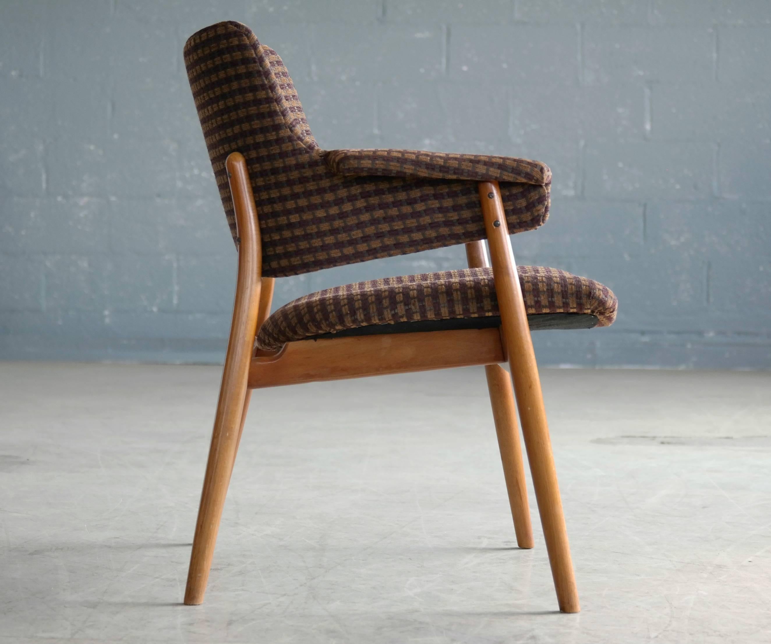 Beech Hans Olsen Style Lounge or Accent Chair Danish, Midcentury