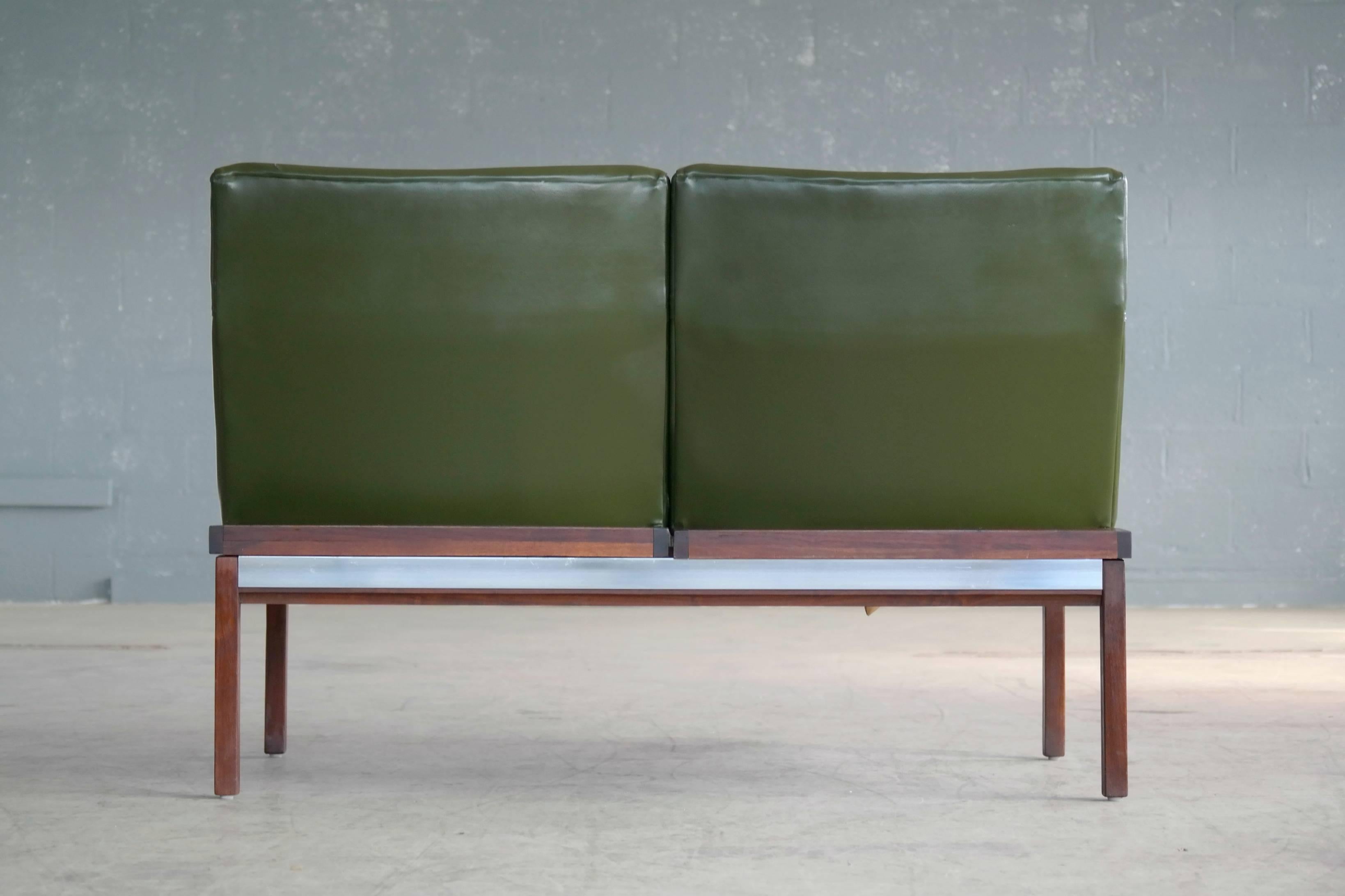 Arthur Umanoff Walnut and Aluminum Sofa or Bench for Madison Furniture, 1950s 1