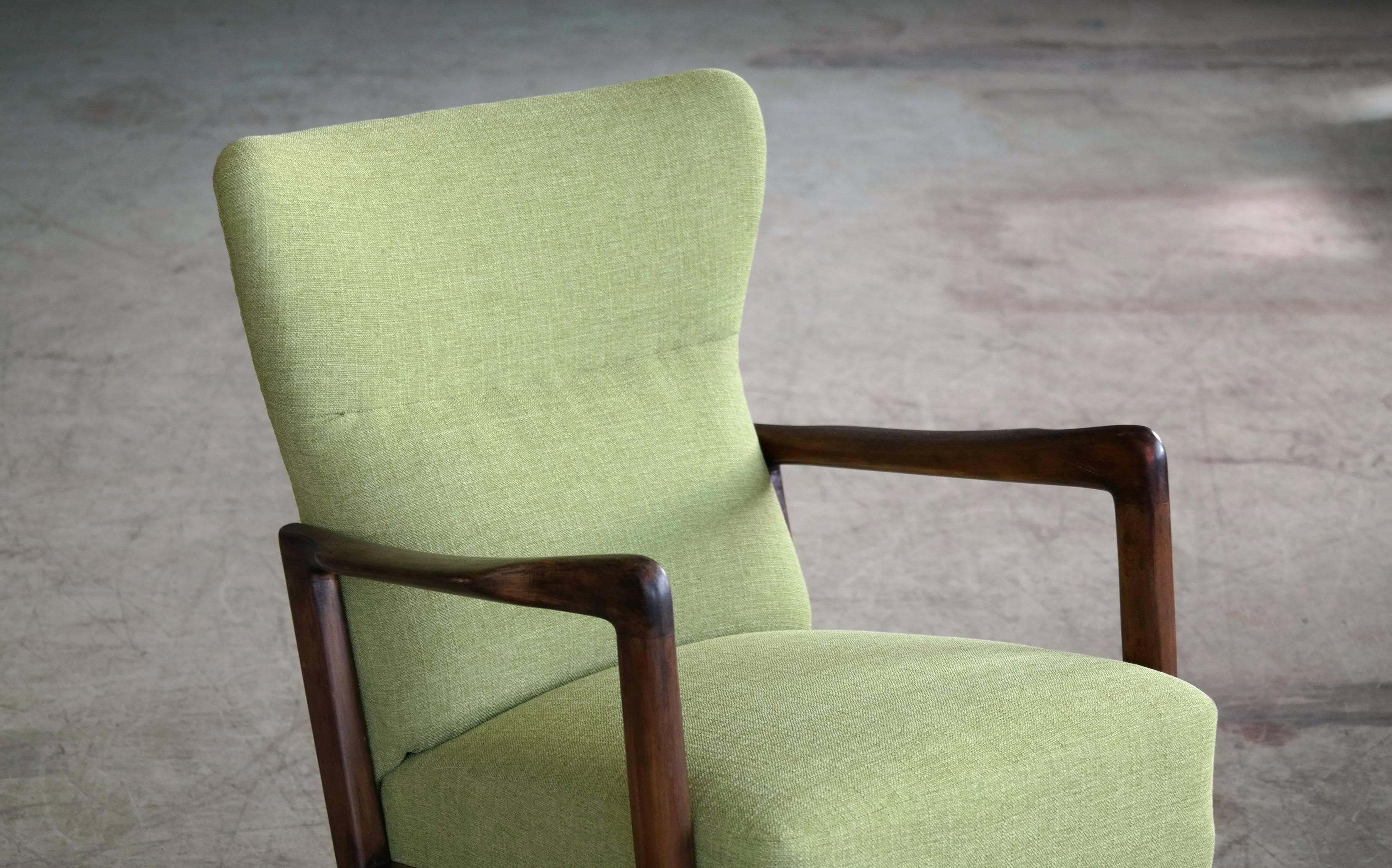 Soren Hansen Low-Back Open Armchair for Fritz Hansen Danish, Midcentury 1