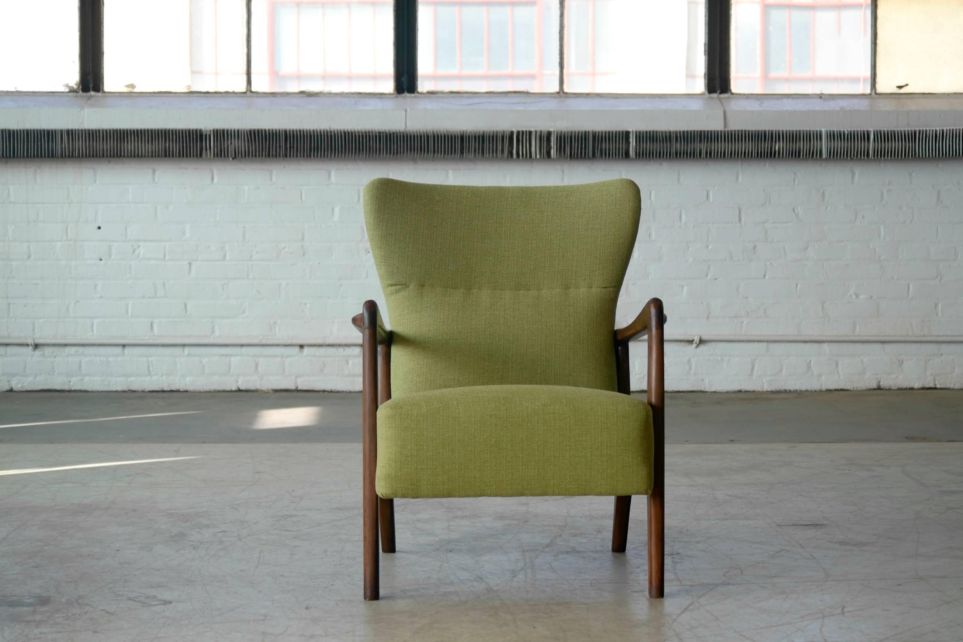 Scandinavian Modern Soren Hansen Low-Back Open Armchair for Fritz Hansen Danish, Midcentury