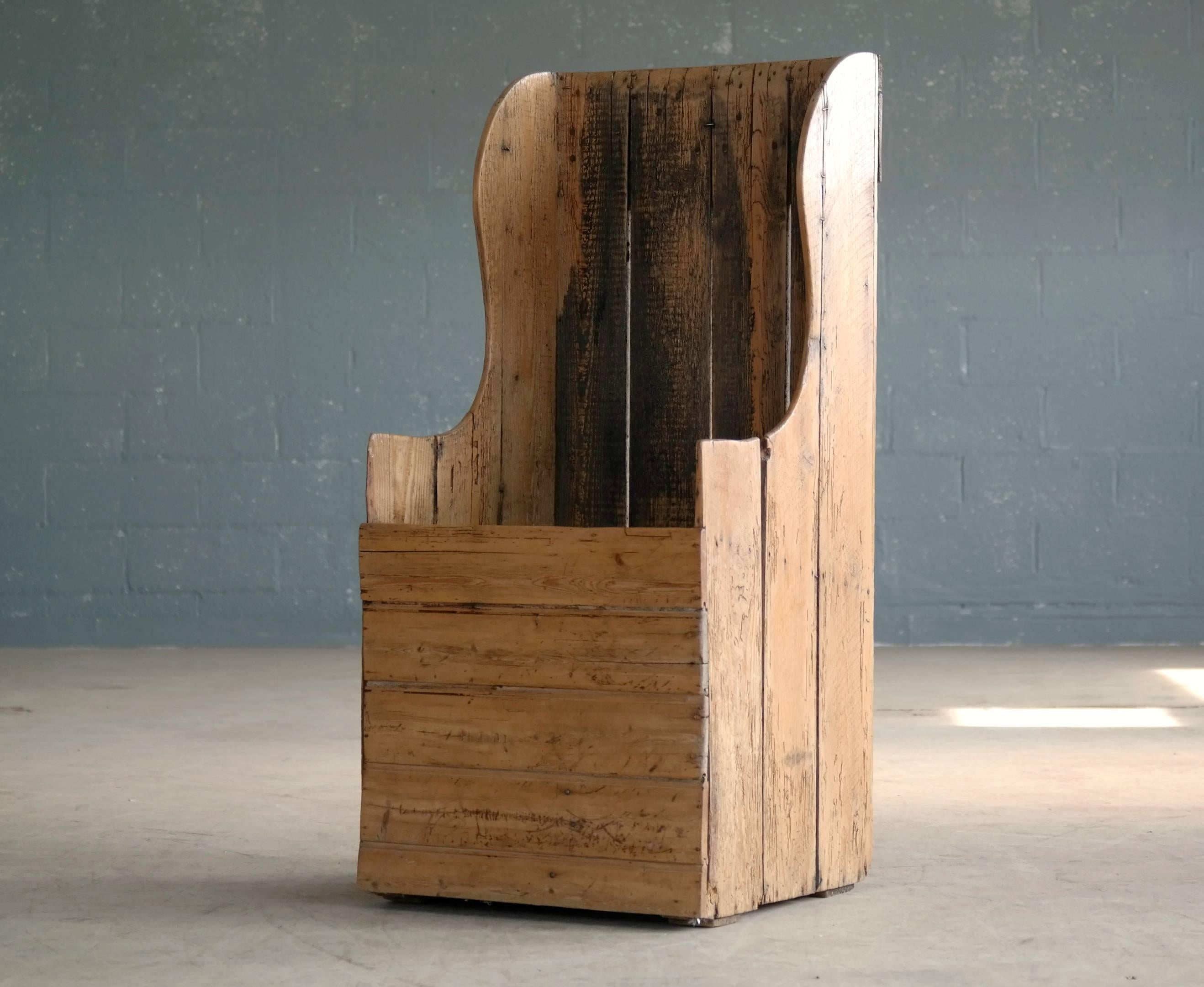 American Craftsman Midcentury Pine Wood Crate Chair in the Manner of Gerrit Rietveld