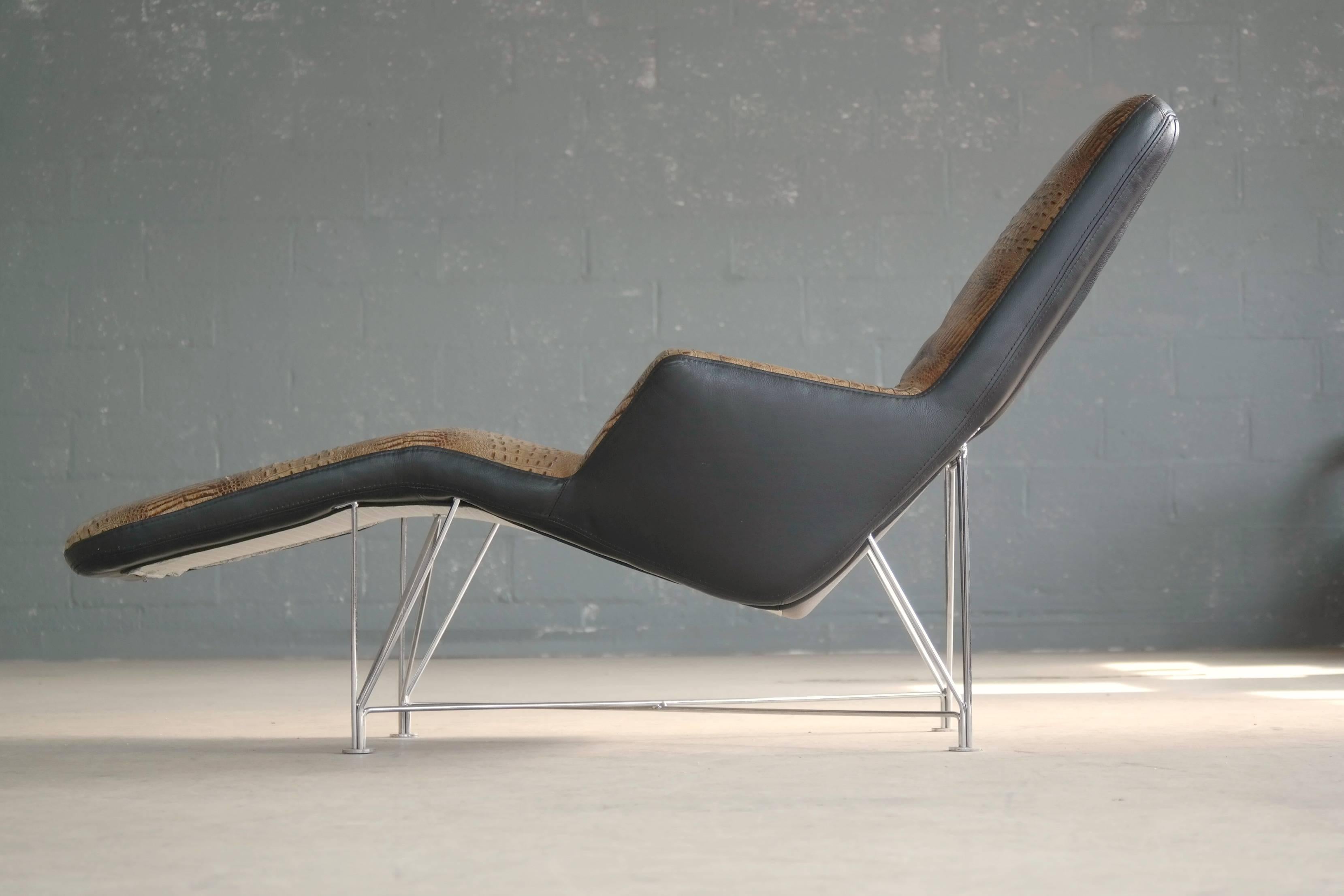 Swedish Kenneth Bergenblad Superspider Chaise Longue in Crocodile Leather for Dux Sweden