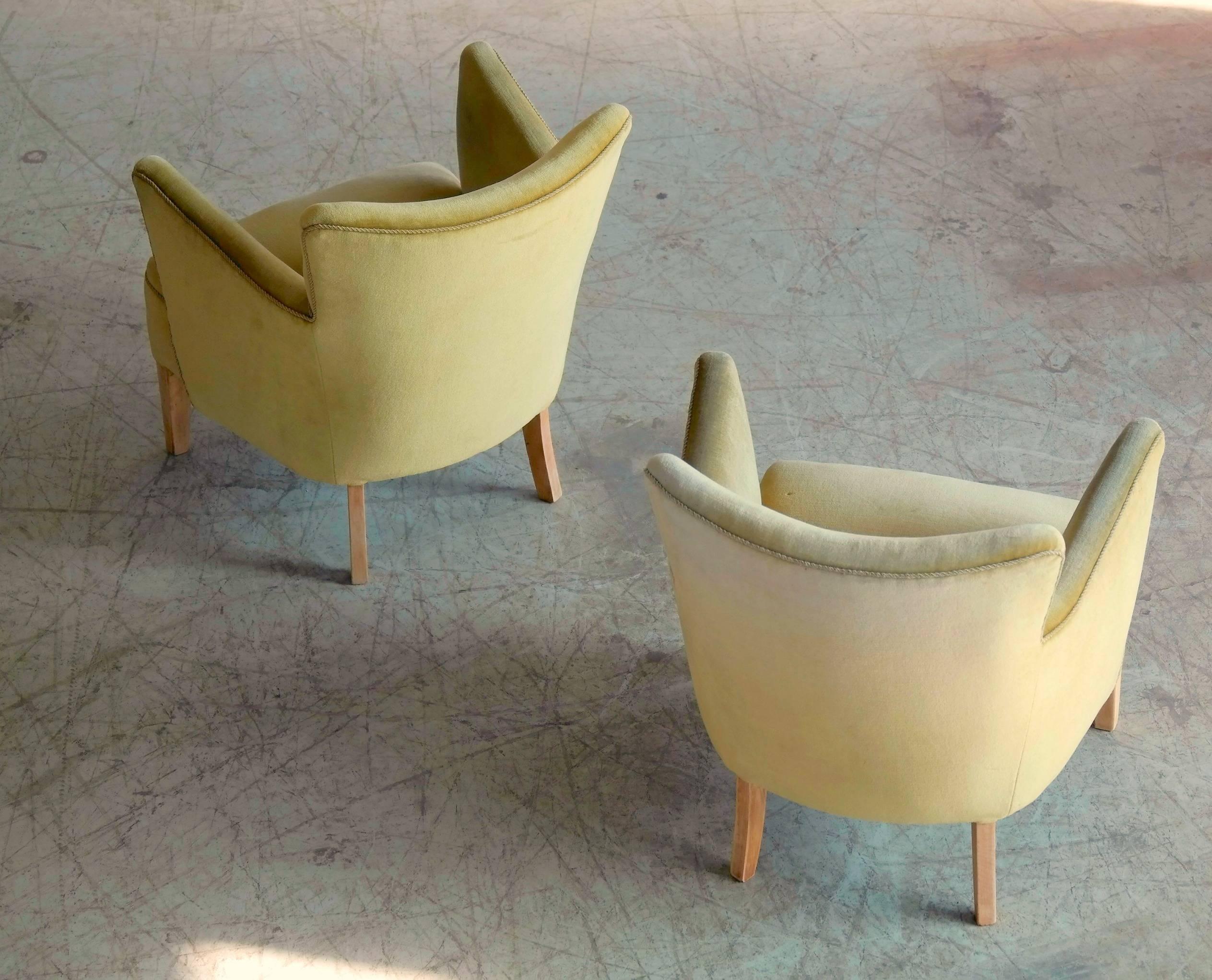 Pair of Fritz Hansen Style Small Scale Lounge Chairs Danish, Midcentury 1