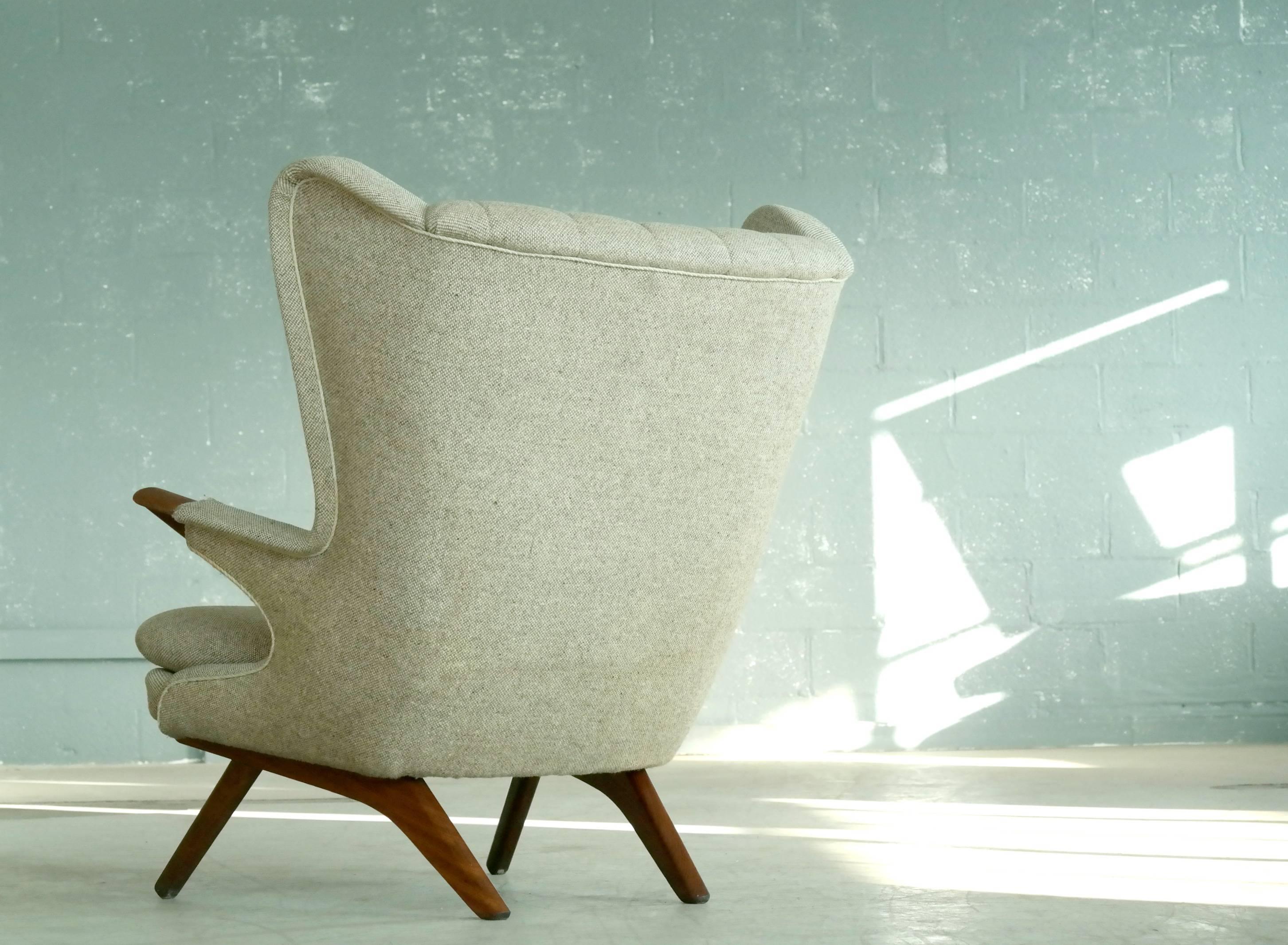 Danish Hans Wegner Papa Bear Style Lounge Chair Model 91 by Sven Skipper 1960's