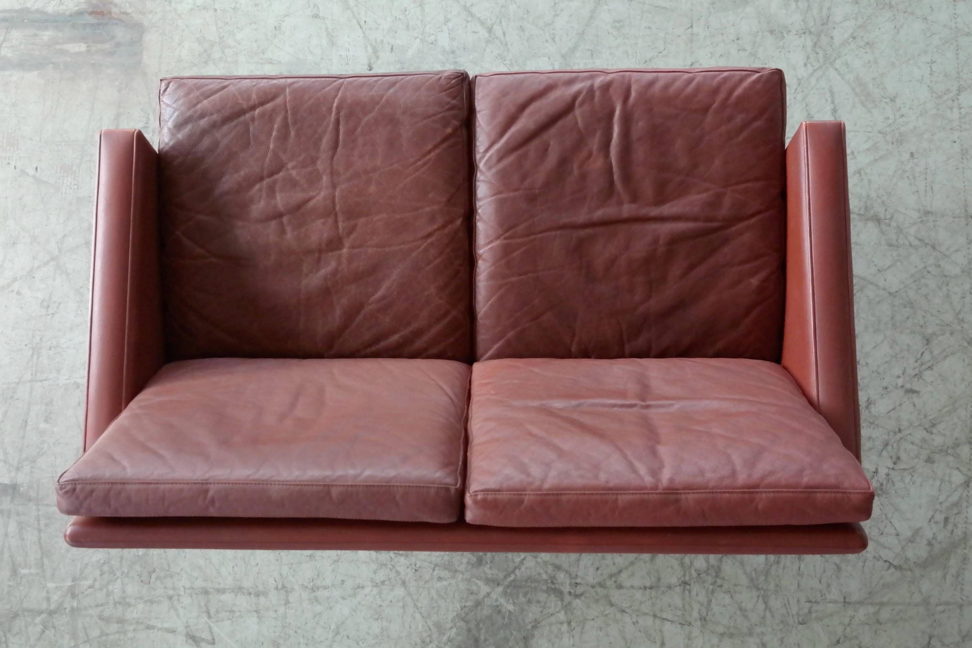 Danish 1960s Two-Seat Airport Sofa in Red Leather 2