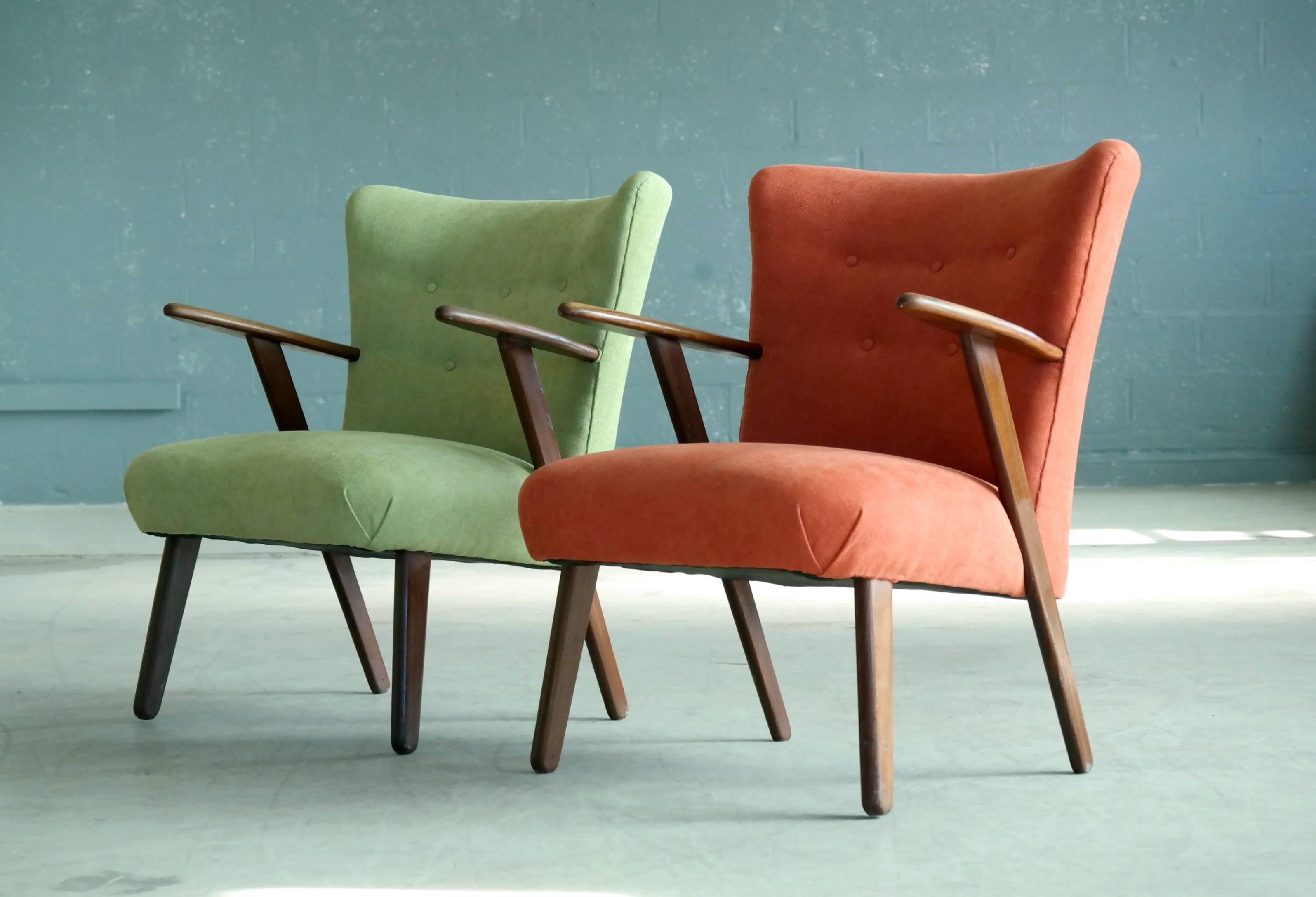 Kurt Olsen Style Pair of Danish 1950s Lounge or Cocktail Chairs in Teak 2