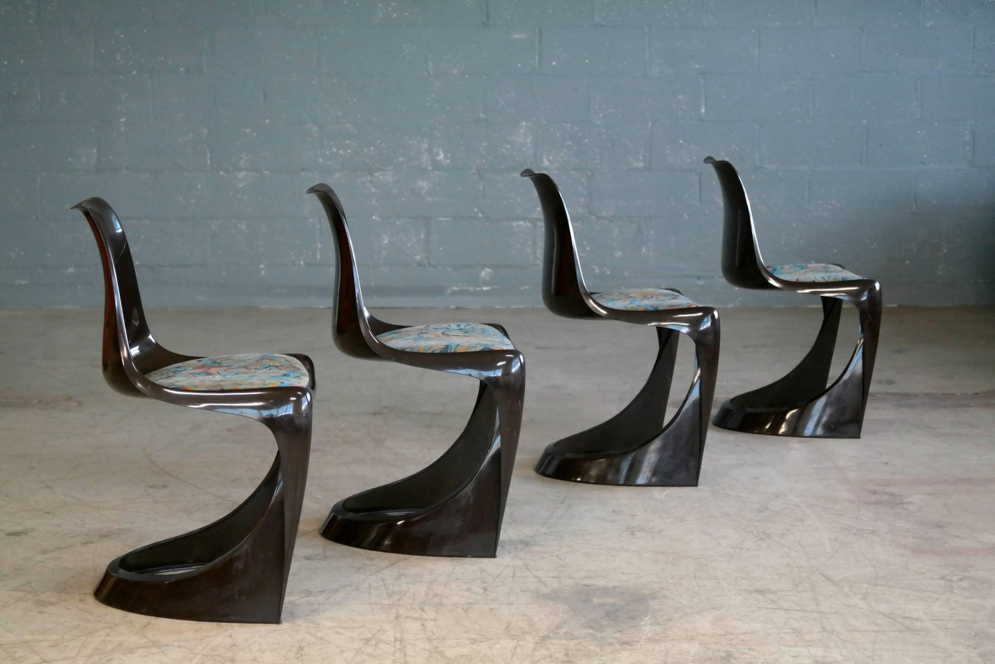 Mid-Century Modern Four Danish Plastic Dining Chairs by Steen Østergaard for Poul Cadovius, 1960s