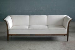 Classic Frits Henningsen Sofa in Mahogany and Wool, Denmark, 1940s