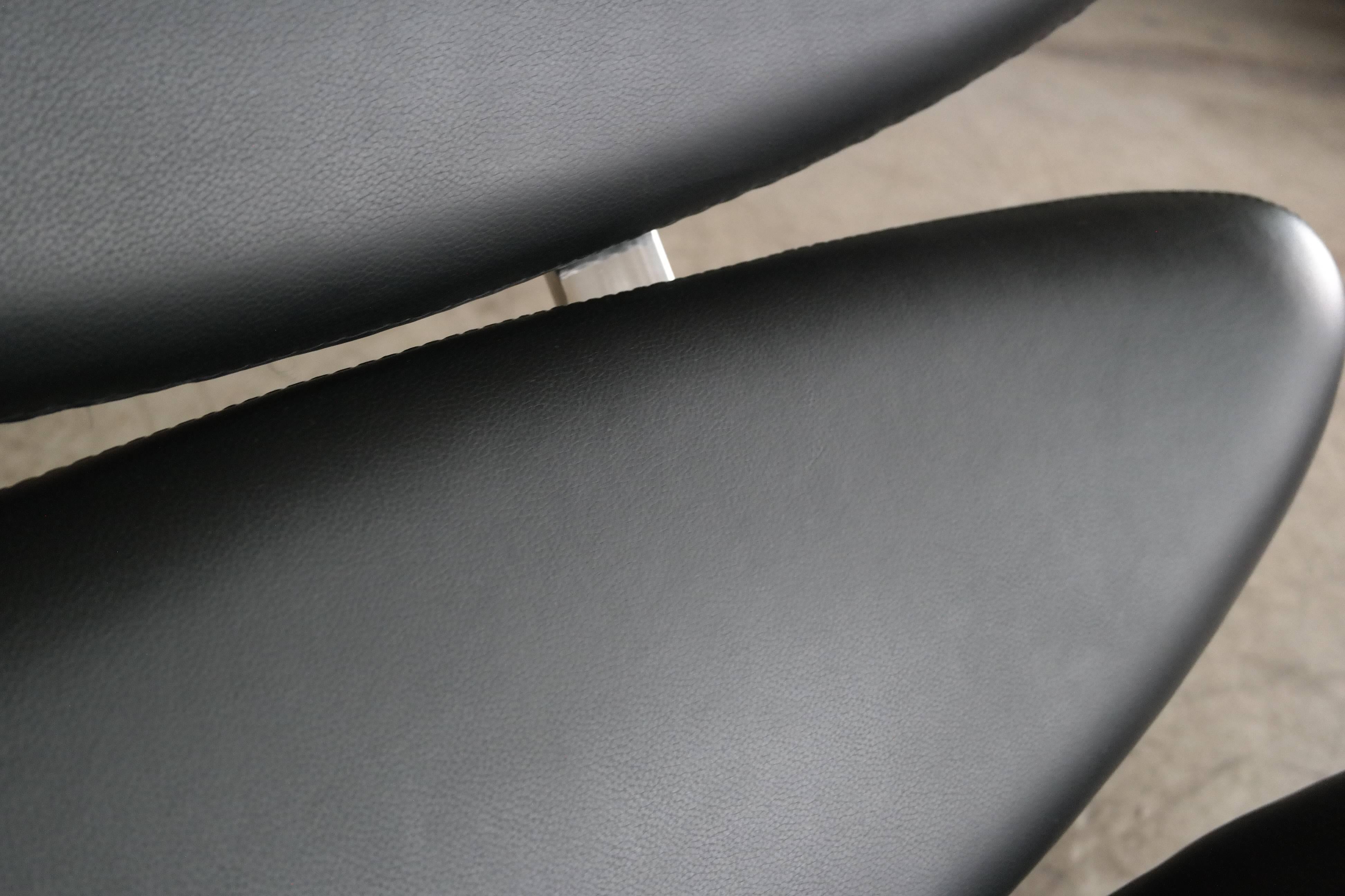 Mid-Century Modern Poul Volther Corona Lounge Chair with Ottoman Replica in Steel and Leather