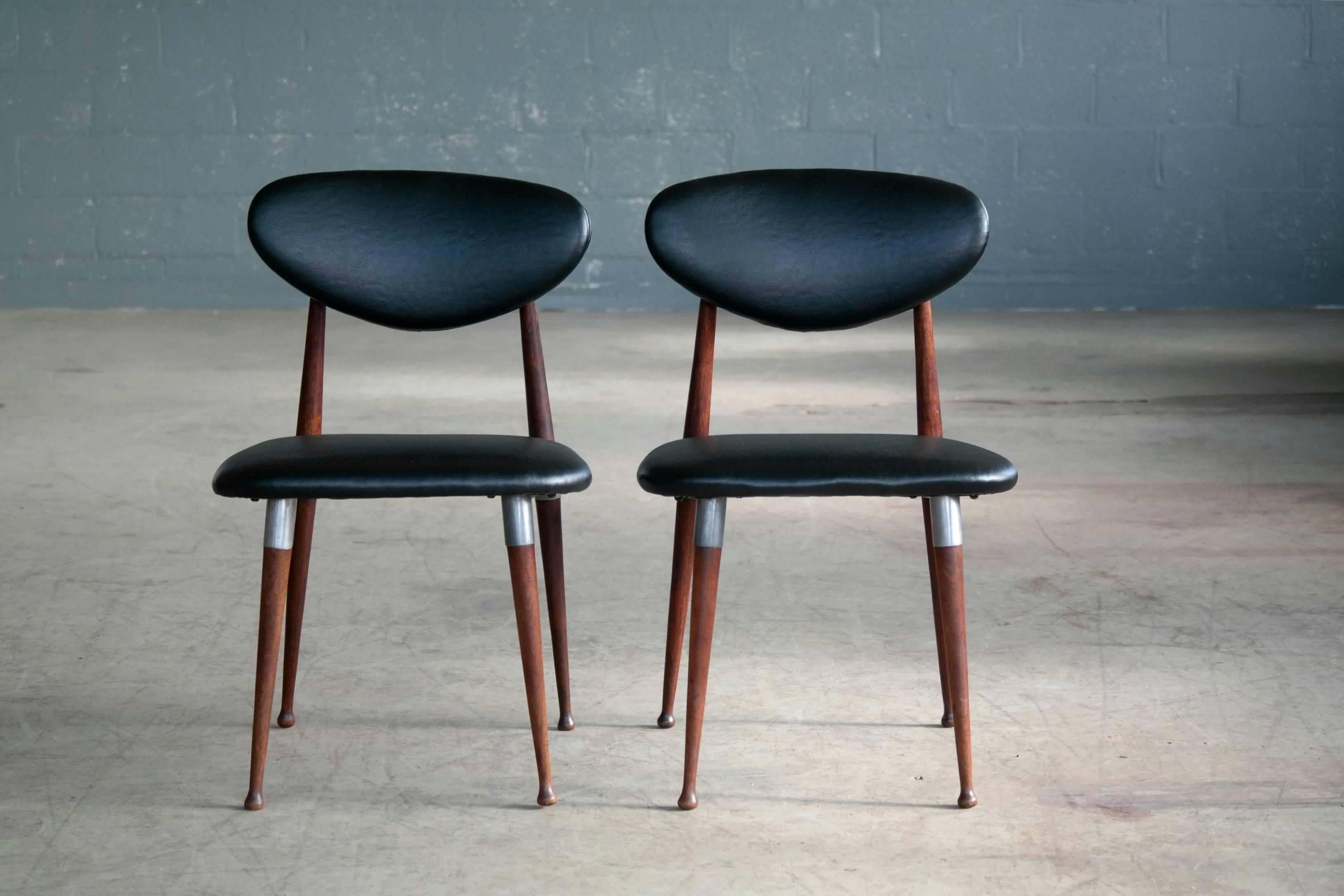 Mid-Century Modern Dan Johnson Four Dining Chairs in Walnut and Aluminum for Shelby Williams