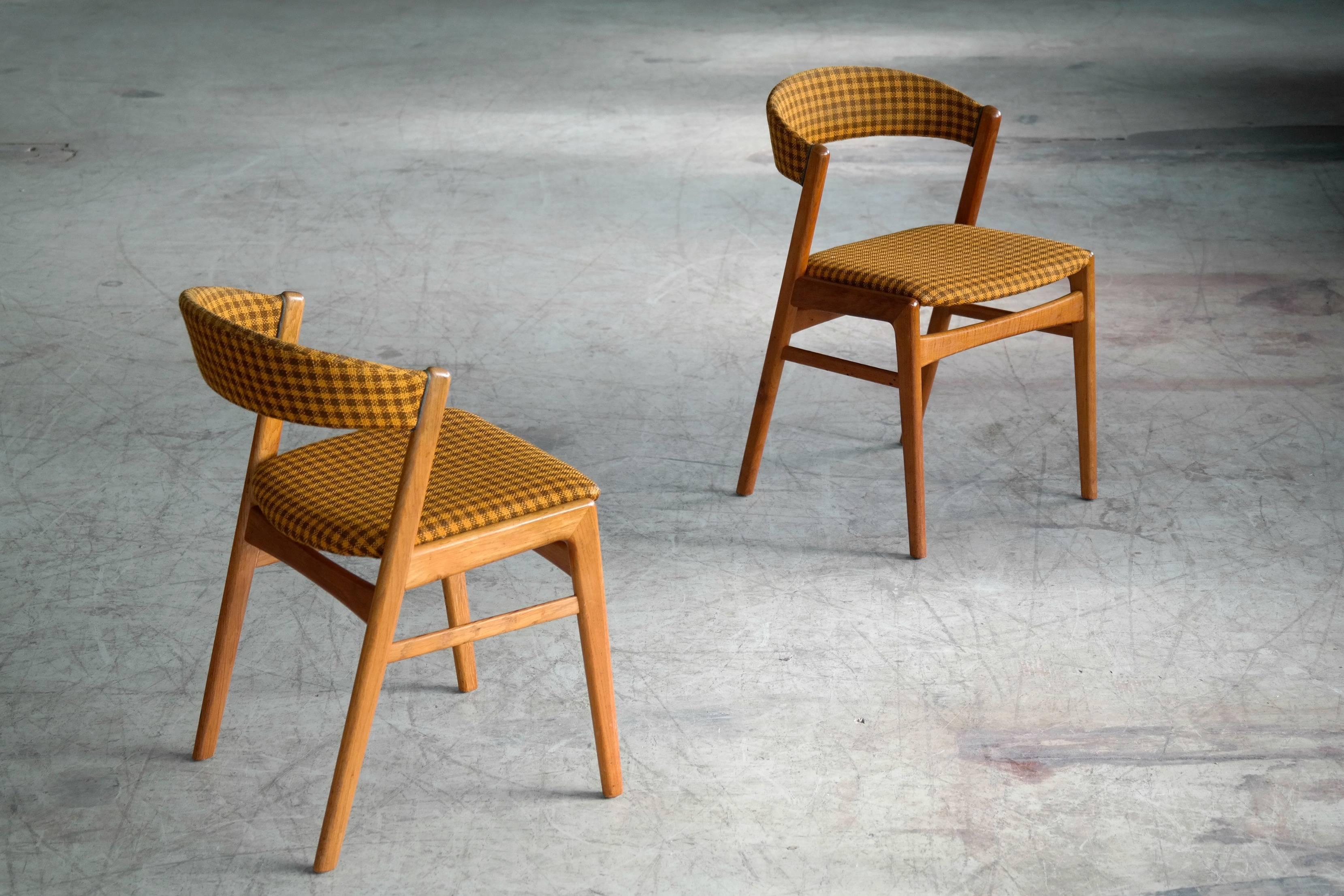 Wool Kai Kristiansen Style Set of Six Dining Chairs Danish, Midcentury