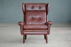 Sven Skipper High Back Winged Arm or Lounge Chair in Cordovan Leather