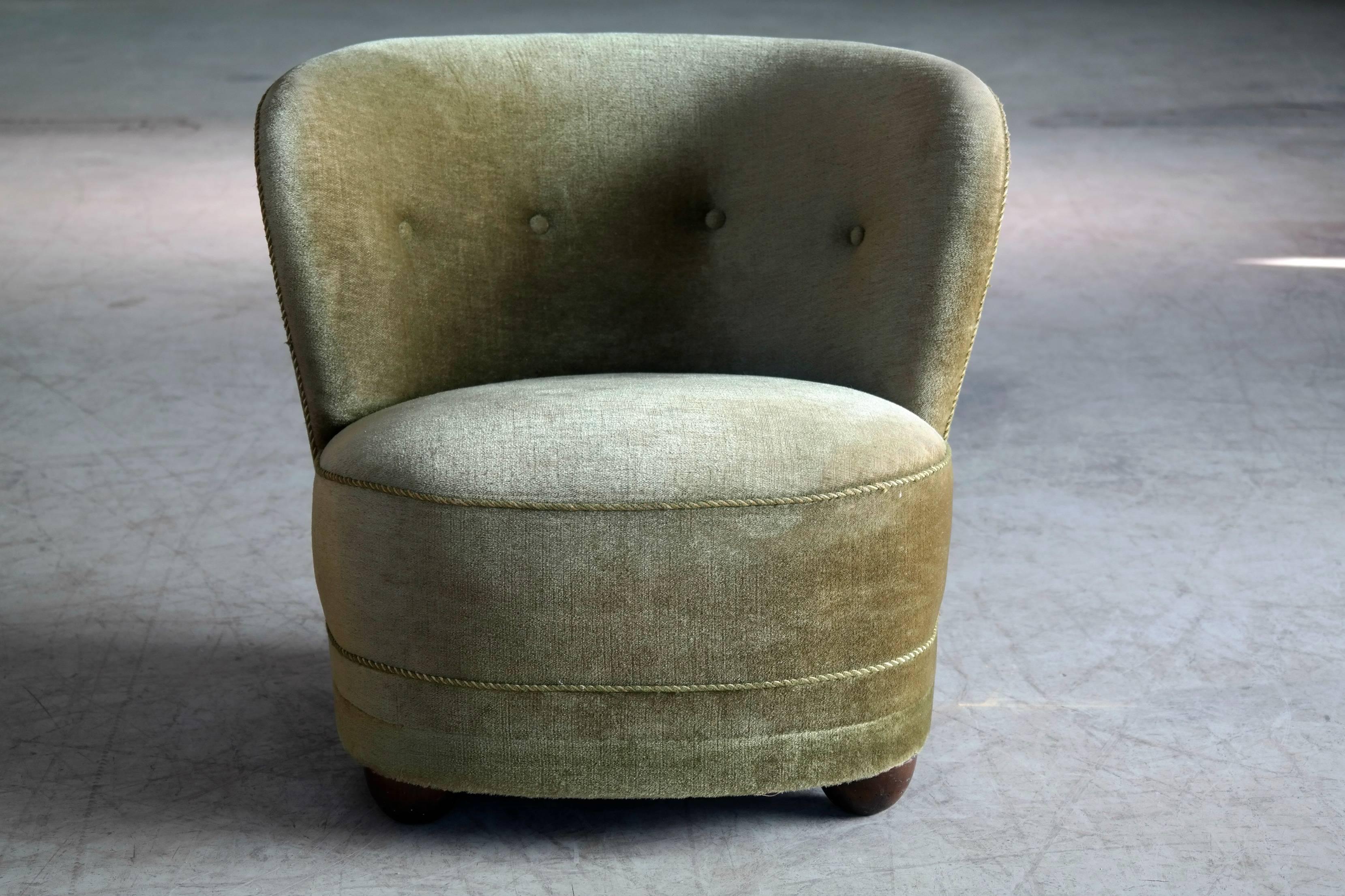 Viggo Boesen Attributed, 1940s Lounge or Slipper Chair in Mohair 1