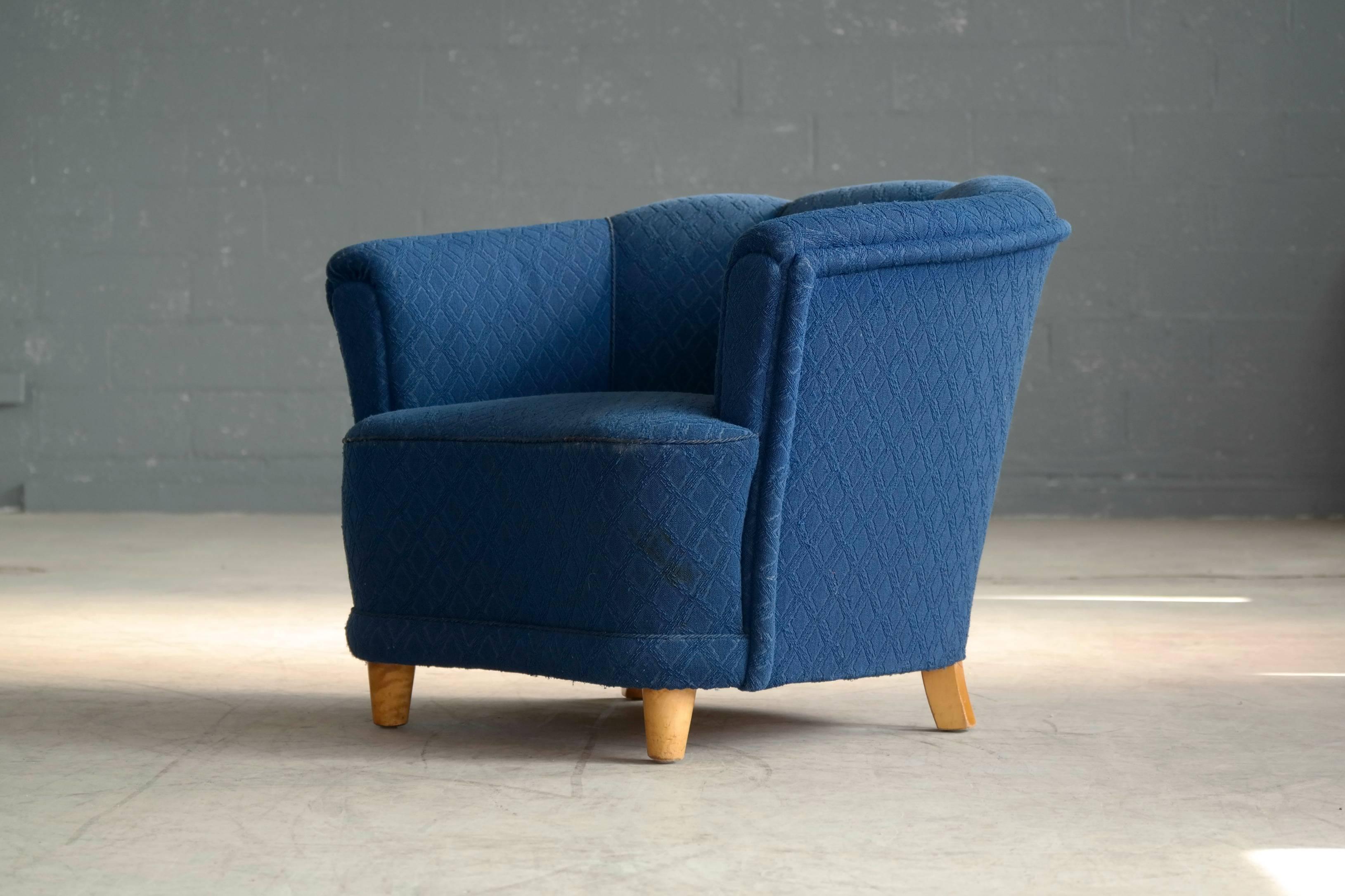 Wool Otto Schulz 1940s Lounge Chair for Boet, Scandinavian Midcentury