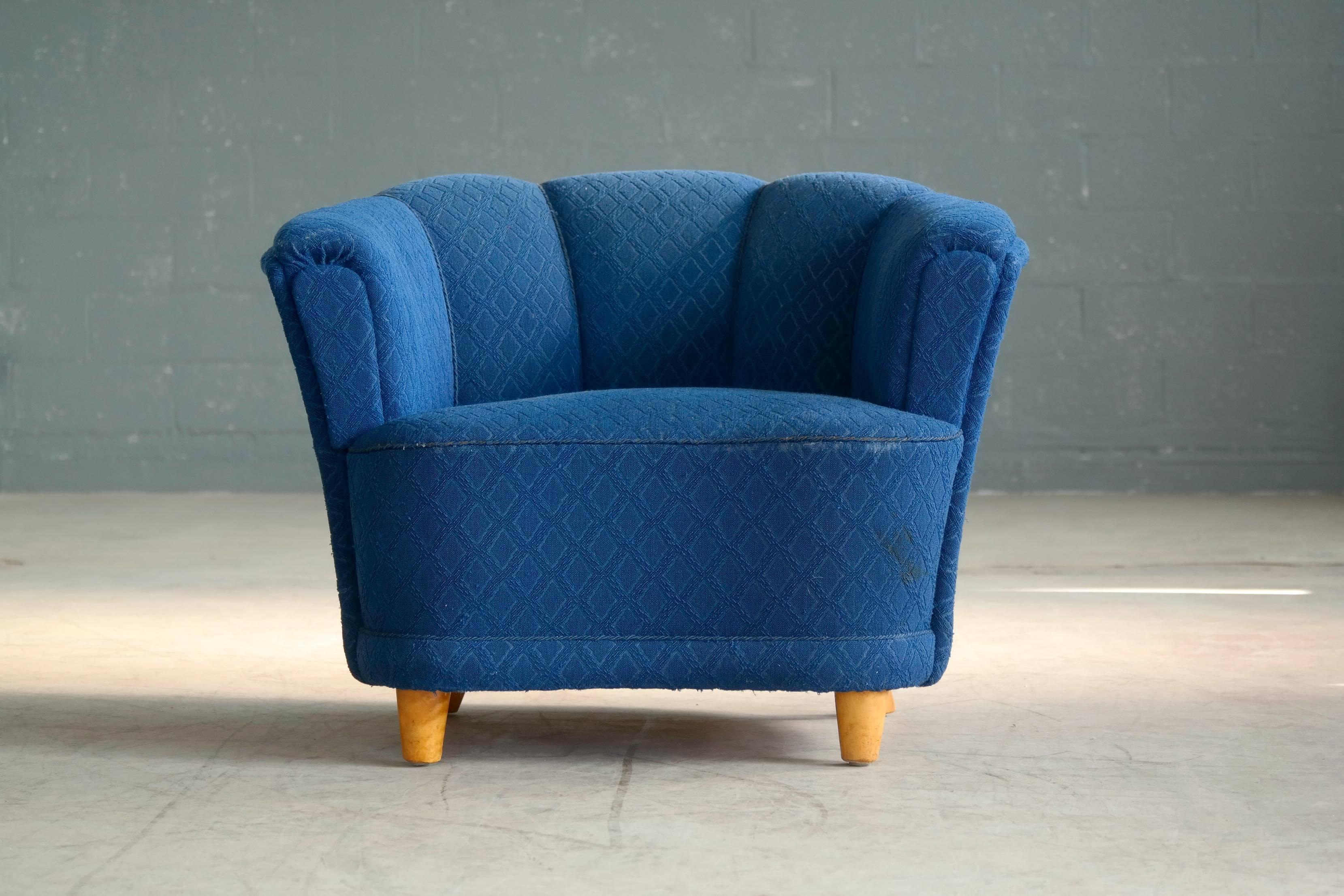 Swedish Otto Schulz 1940s Lounge Chair for Boet, Scandinavian Midcentury