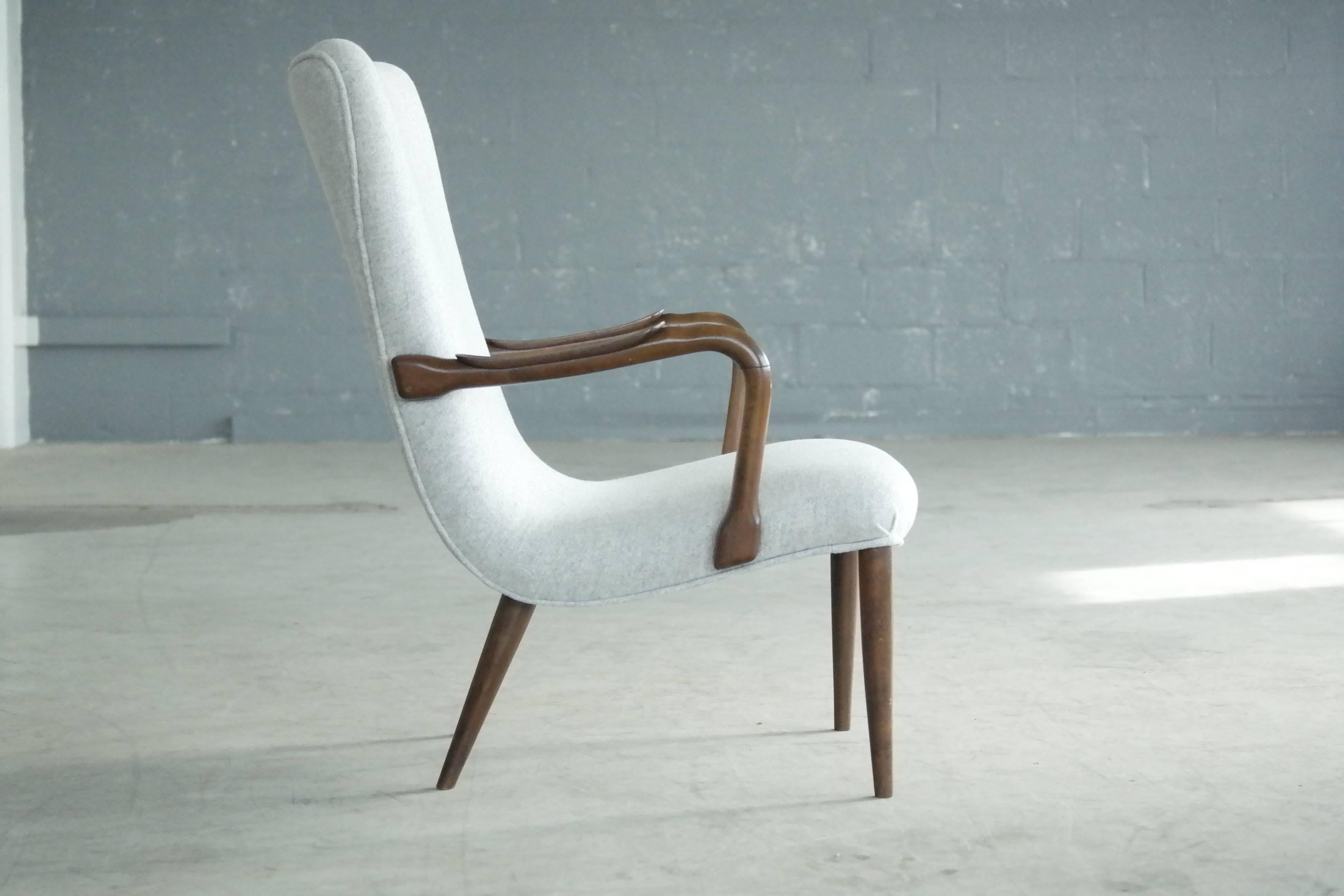Mid-20th Century Danish Midcentury Lounge Chair in the Style of Madsen and Schubell