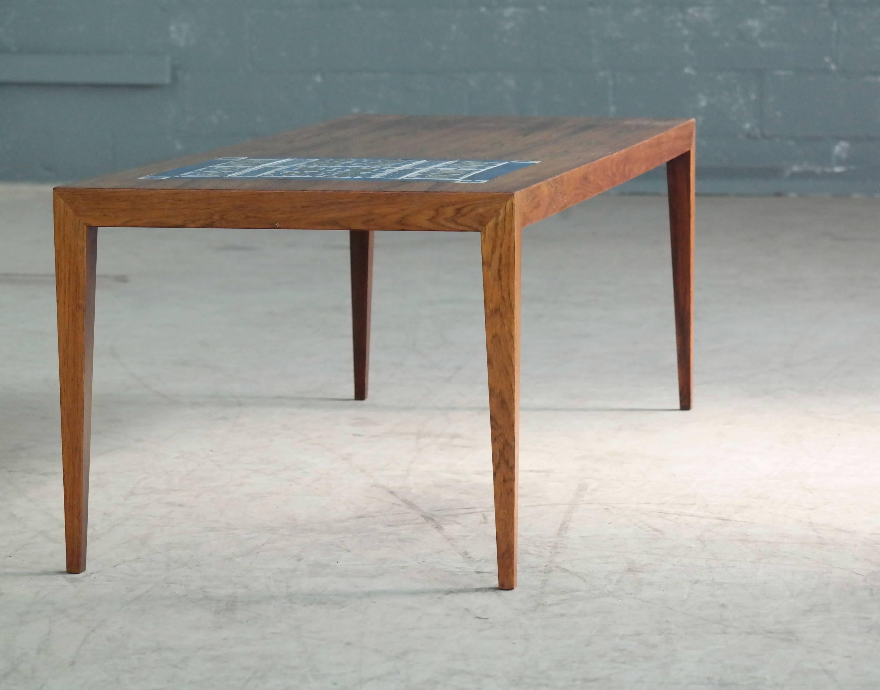 Mid-Century Modern Rosewood Coffee Table, Severin Hansen for Haslev with Tiles by Royal Copenhagen