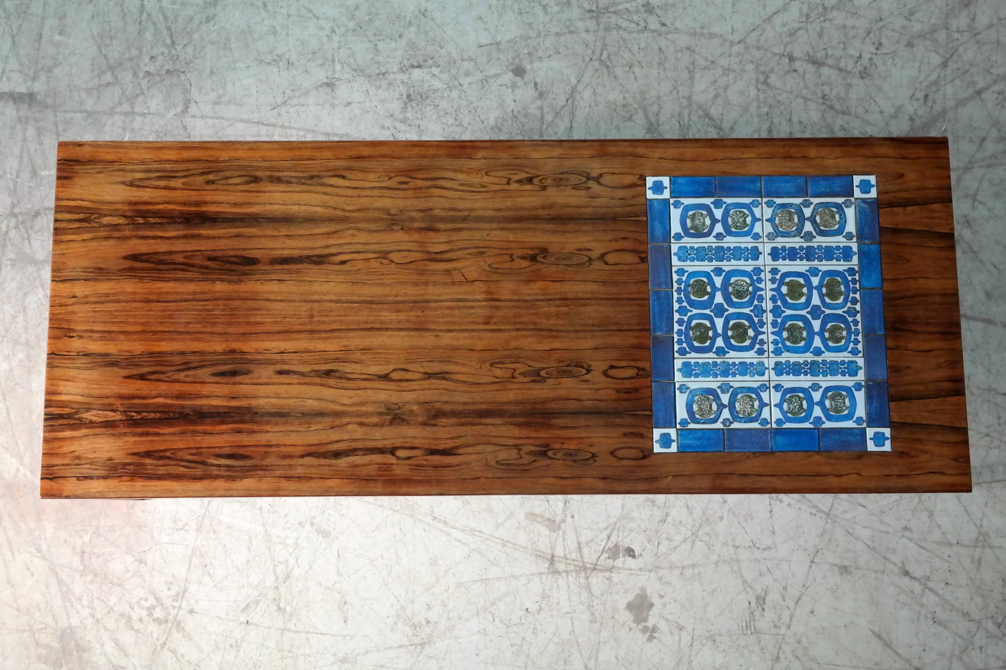 Mid-20th Century Rosewood Coffee Table, Severin Hansen for Haslev with Tiles by Royal Copenhagen