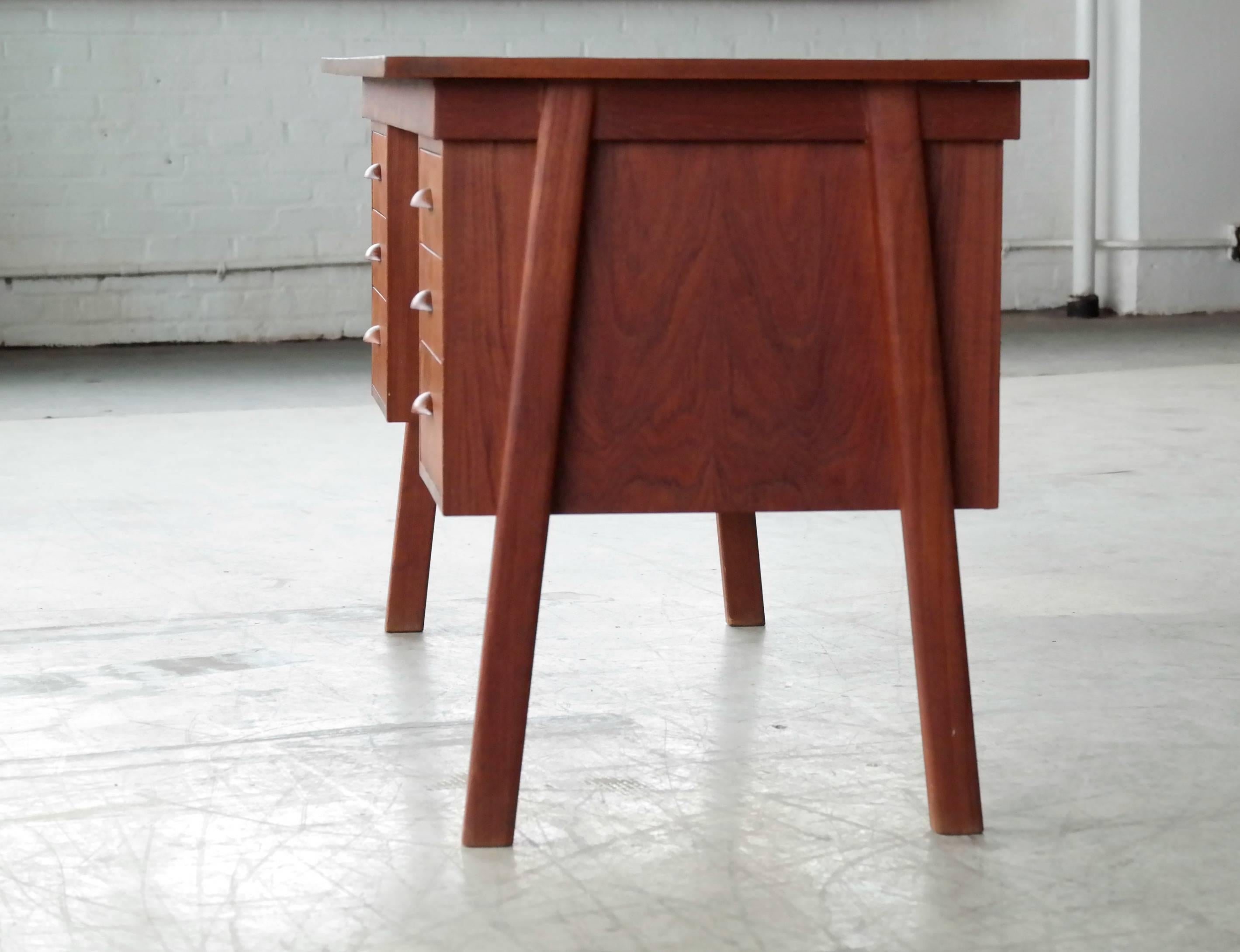 Danish Midcentury Small Executive Teak Desk Attributed to Kai Kristiansen 1