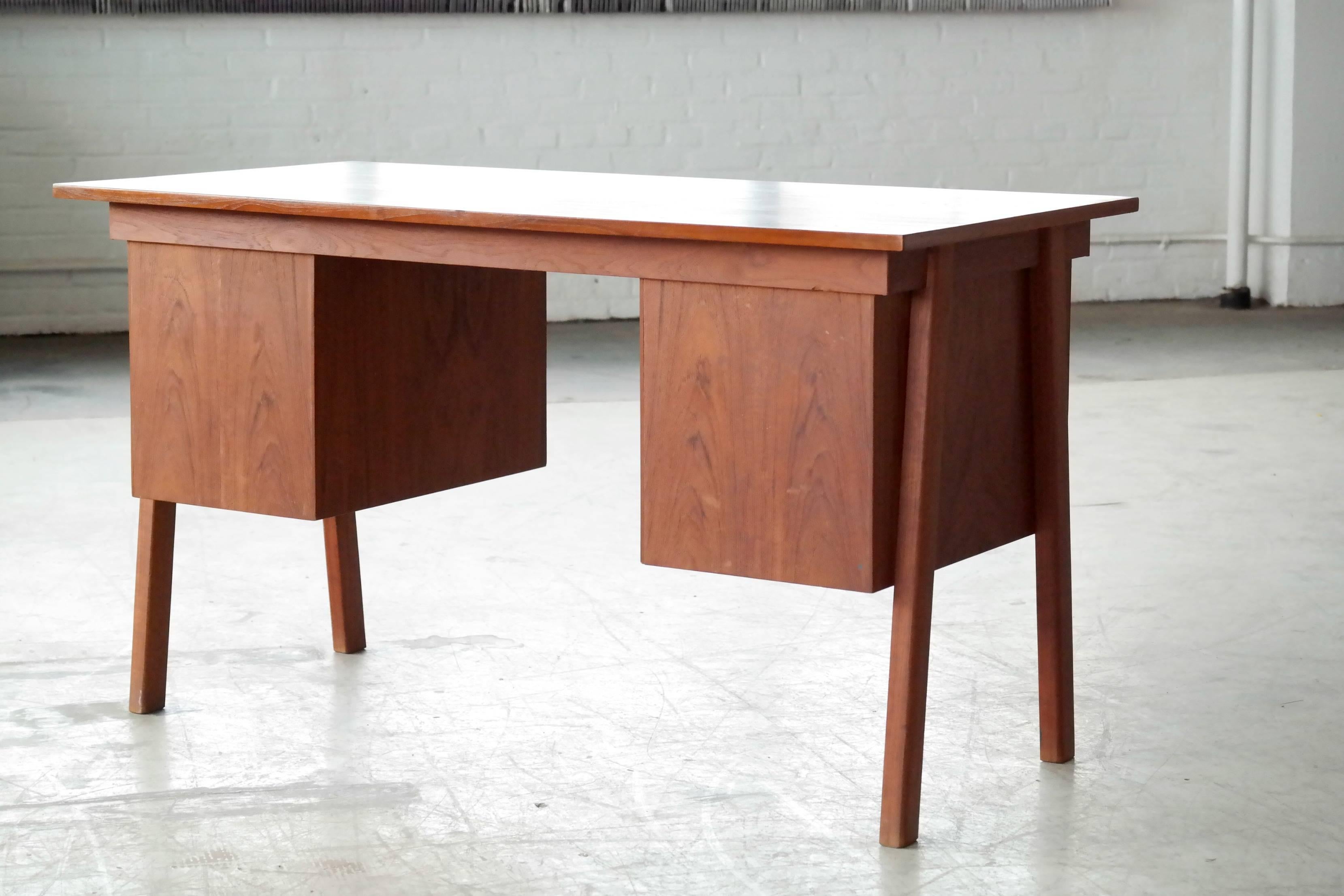 Mid-20th Century Danish Midcentury Small Executive Teak Desk Attributed to Kai Kristiansen