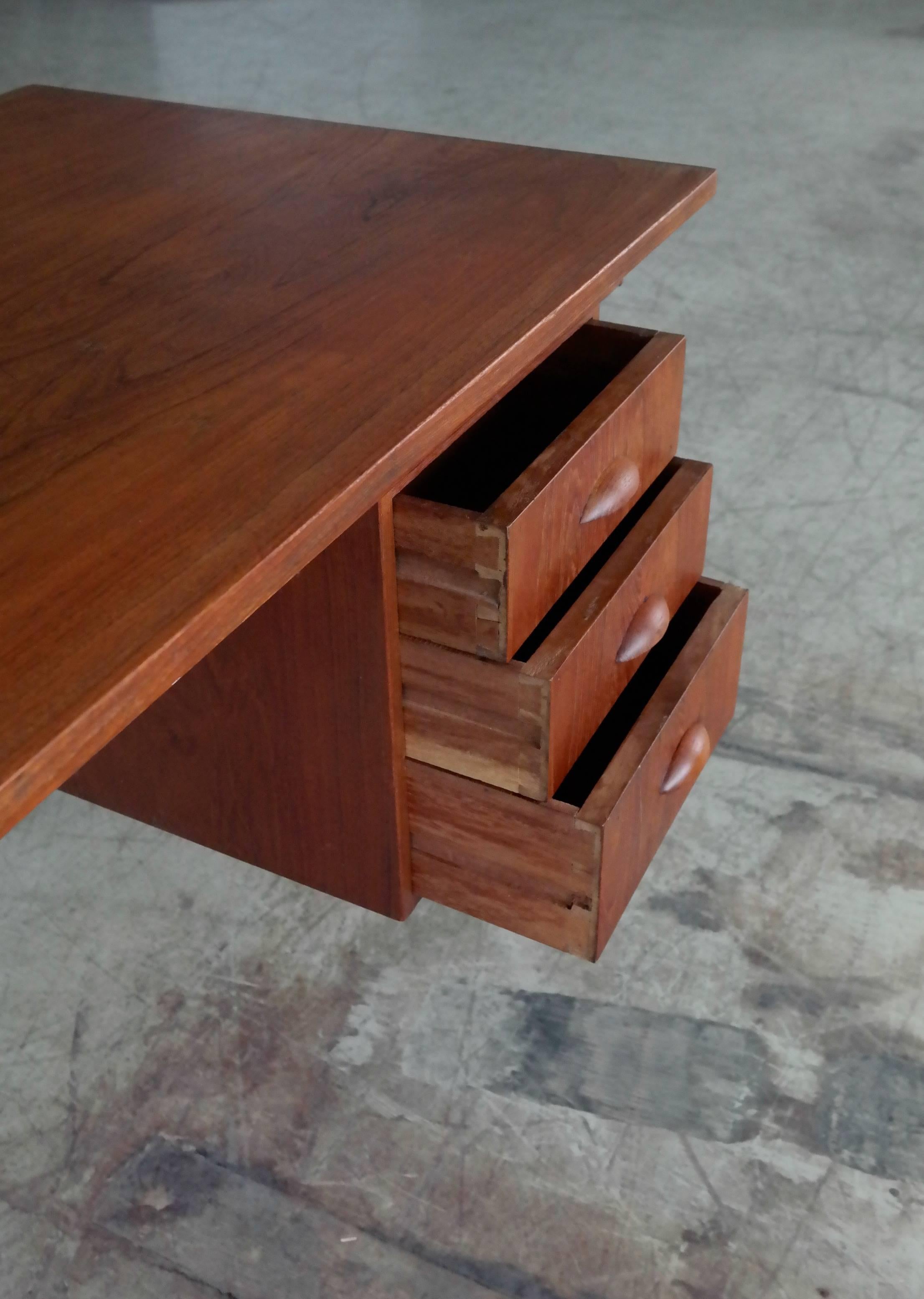 Danish Midcentury Small Executive Teak Desk Attributed to Kai Kristiansen 3