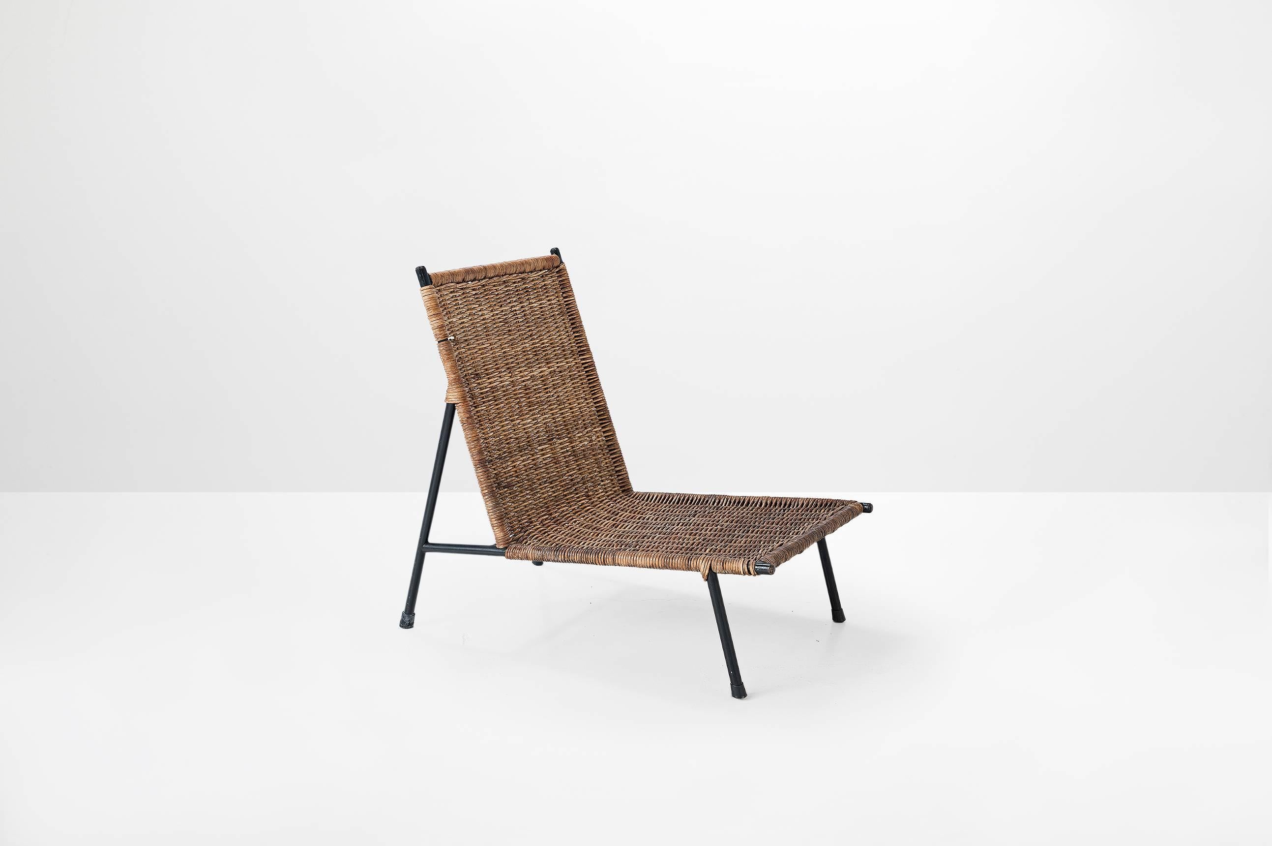 Franco Campo & Carlo Graffi

Pair of armchairs
Manufactured by Campo & Graffi
Italy, 1955
Iron structure, wicker

Measurements
86 cm x 56 cm x 78 H cm
33.8 in x 22 in x 30,7 H in

Provenance
Private collection,