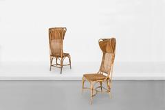 Josef Frank Set of Four Rattan Chairs Manufactured, Svenskt Tenn, Sweden, 1940s
