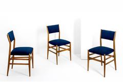 Gio Ponti Set of four Mid-century Blue Italian Dining Chairs Model "Leggera"