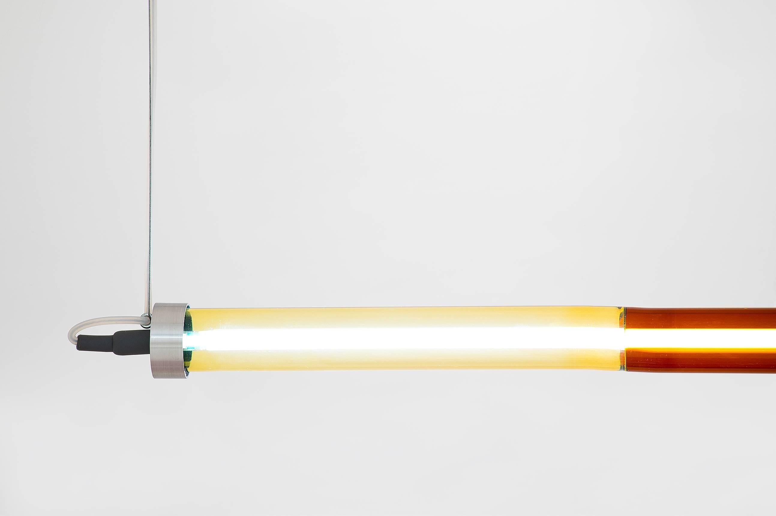 Sabine Marcelis

Ceiling lamp model “Horizontal Bicolor”
From the series “RAY”
Manufactured by Sabine Marcelis
Produced in exclusive for Side Gallery
Rotterdam, The Netherlands 2017
Colored glass tube in amber and yellow, white