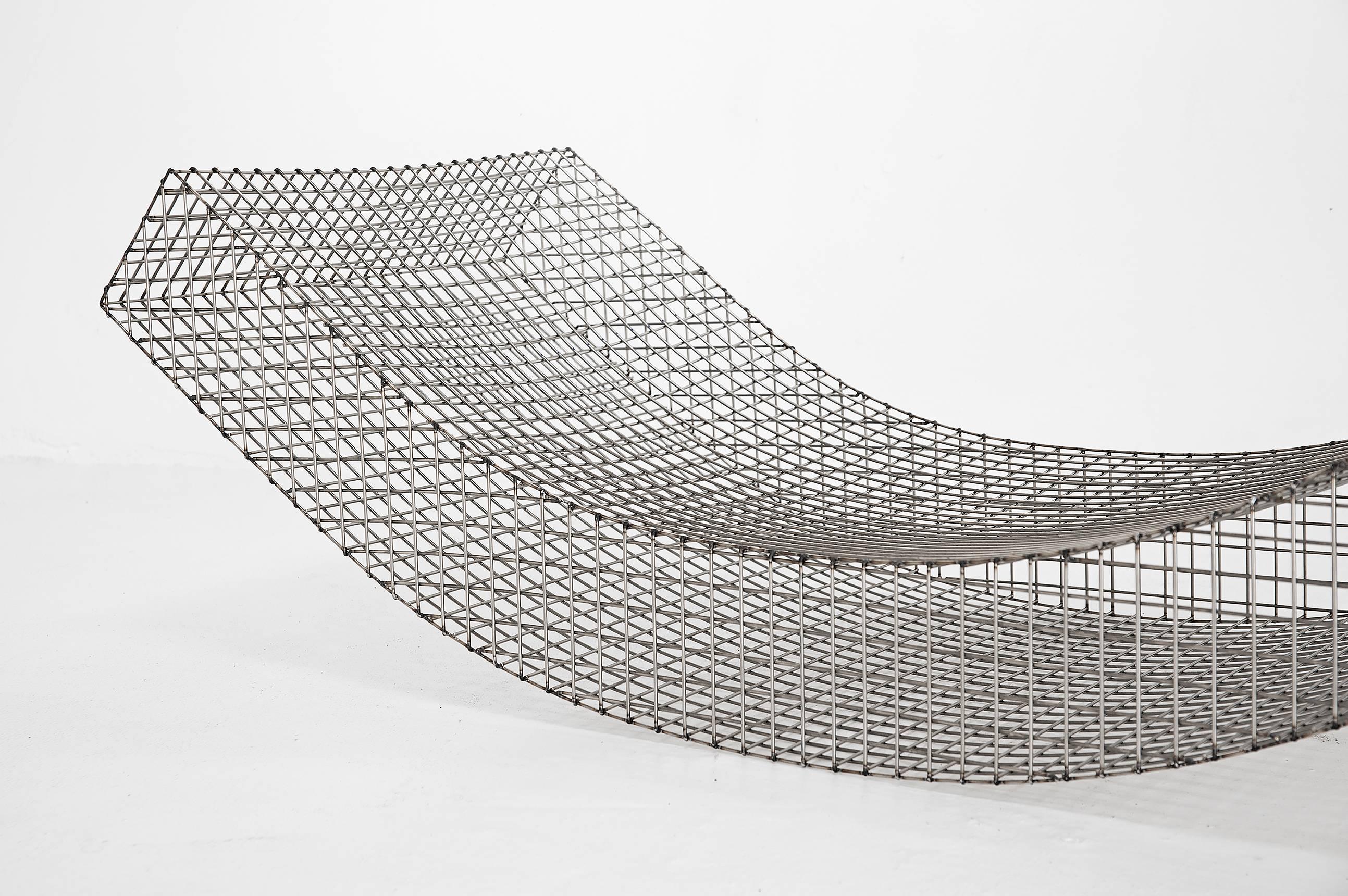 Muller Van Severen

Outdoor lounge chair model “Wire S #1”
Manufactured by Muller Van Severen
Produced for Side Gallery
Stainless steel

Measurements
139 cm x 60 cm x 37 H cm
54.7 in x 23.6 in x 14.5 H in

Edition
Open