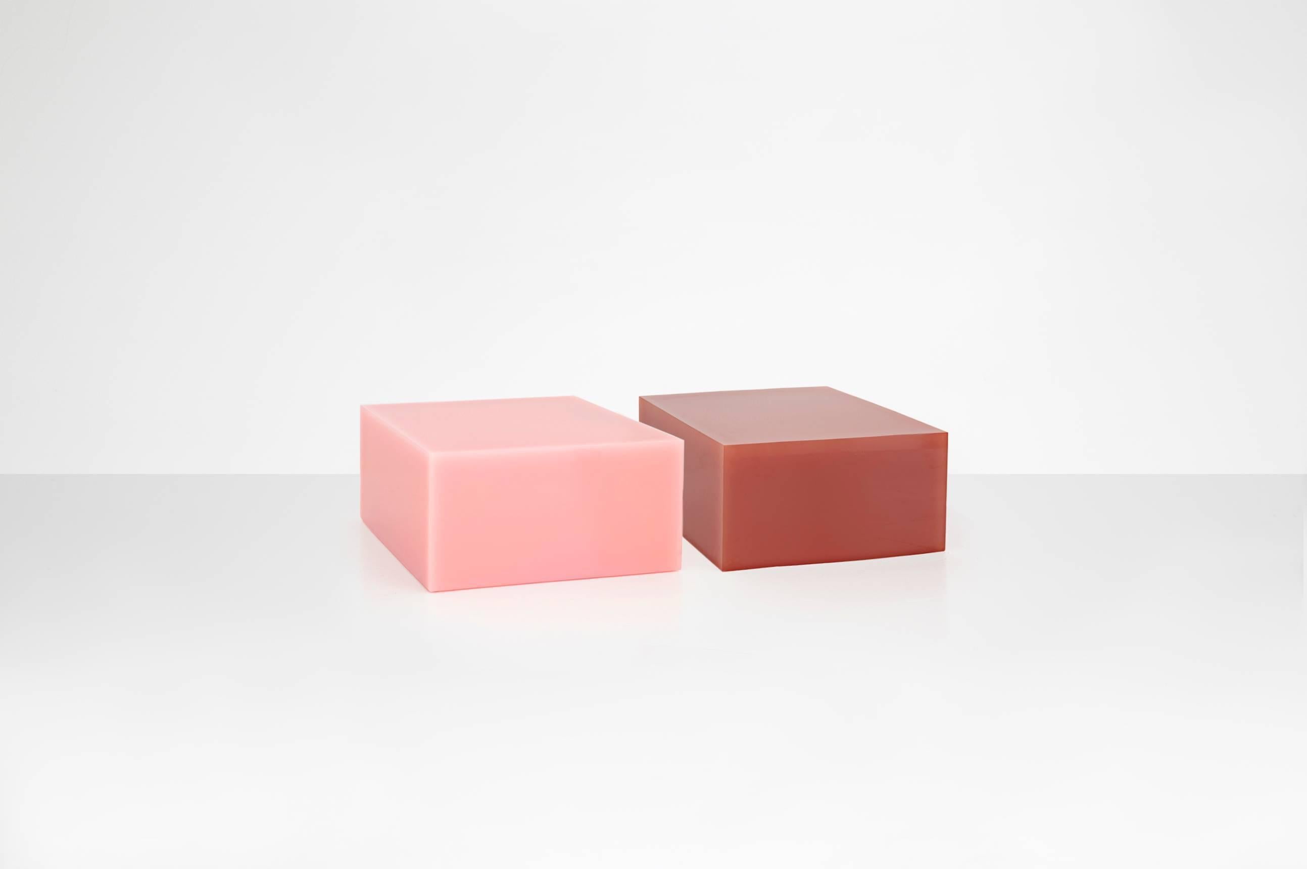 Dutch Sabine Marcelis Candy Cube Low Pink Side Table Contemporary Polished Resin  For Sale