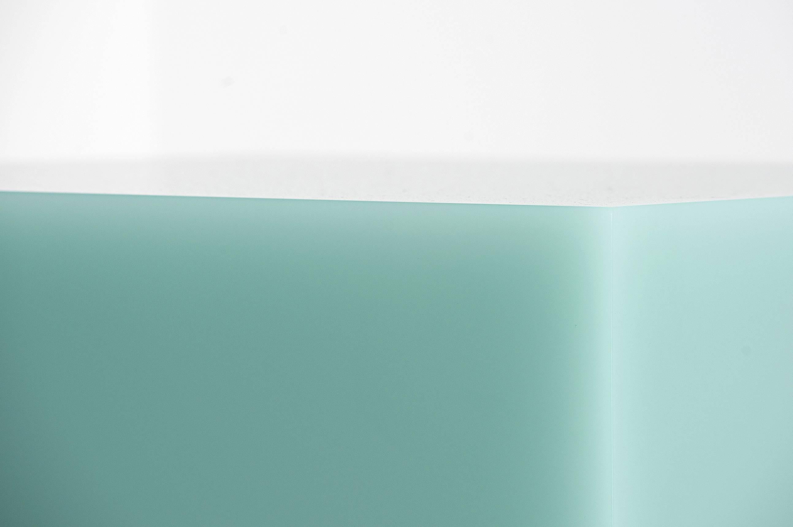 Sabine Marcelis 

Freestanding table in mint
From the series “Candy Cubes”
Manufactured by Sabine Marcelis
Produced for Side Gallery
Rotterdam, The Netherlands, 2017
High polished single cast resin.

Measurements
50 cm x 50 cm x 50h