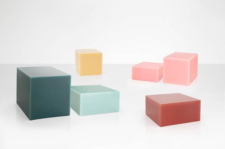 Sabine Marcelis Contemporary Mint Candy Cube Low Side Table High Cast Resin  In Excellent Condition For Sale In Barcelona, ES